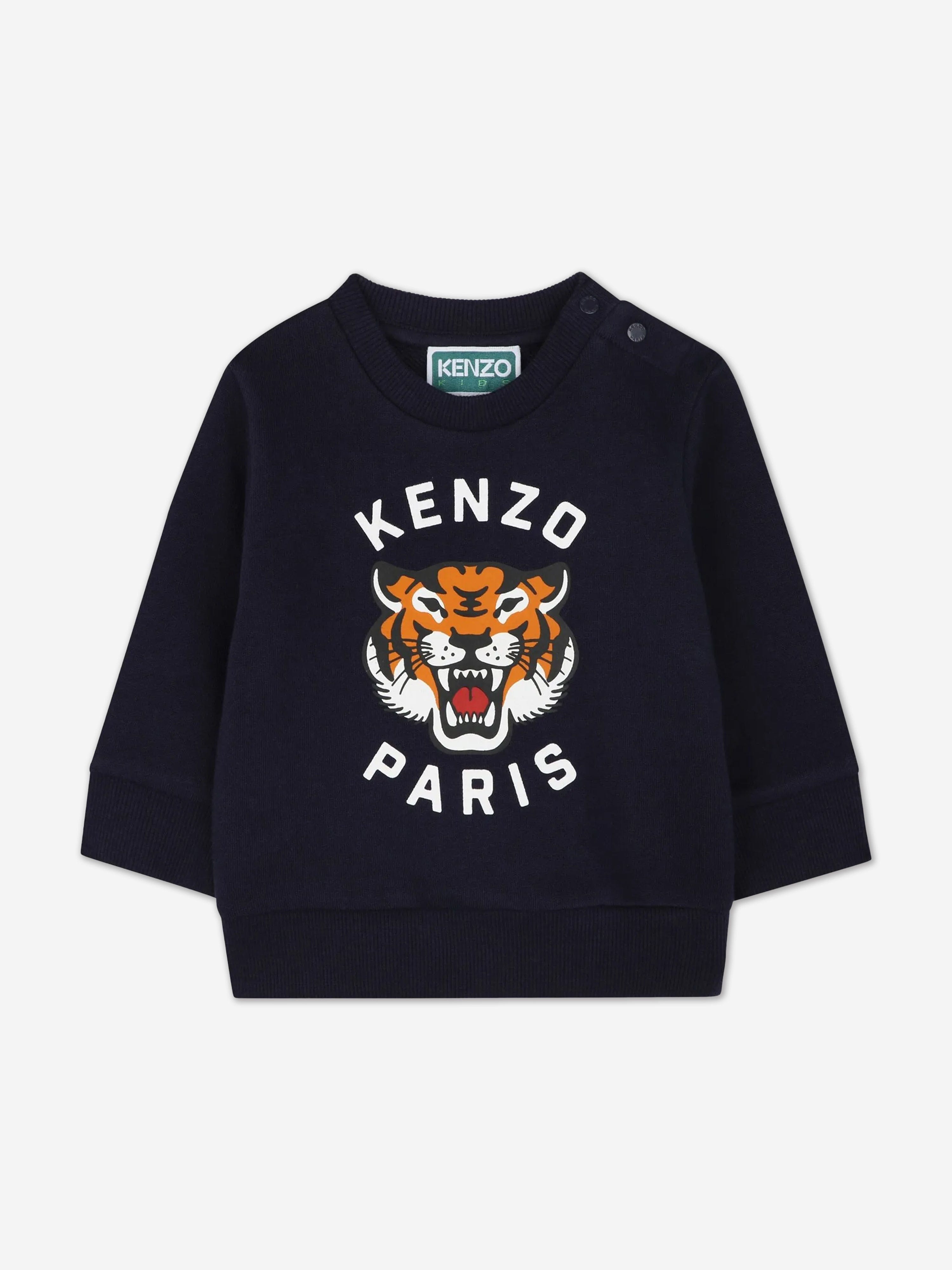 Baby Tiger Logo Tracksuit for Kids - Navy Blue Jogging Suit | Comfortable Cotton Outfit for Playdates, School & Family Outings
