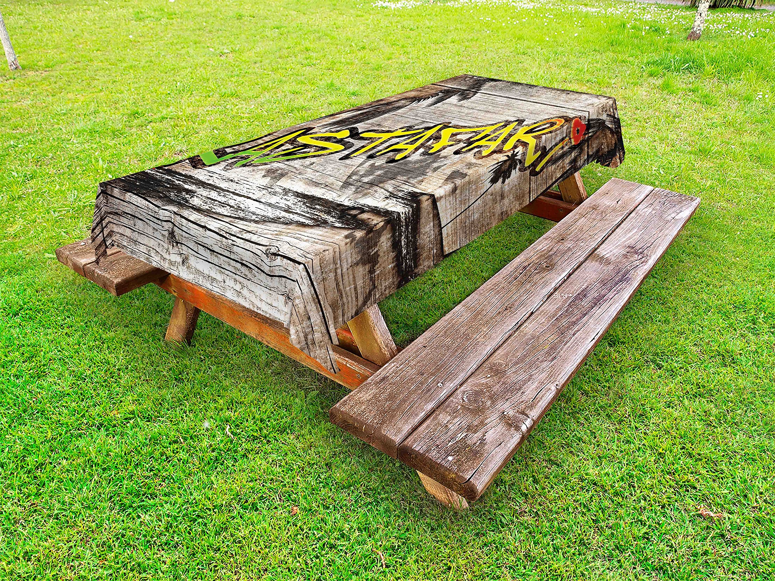 Ambesonne Rasta Outdoor Tablecloth - Jamaican Reggae Music Inspired Rastafari Design, Washable Picnic Table Cover 58
