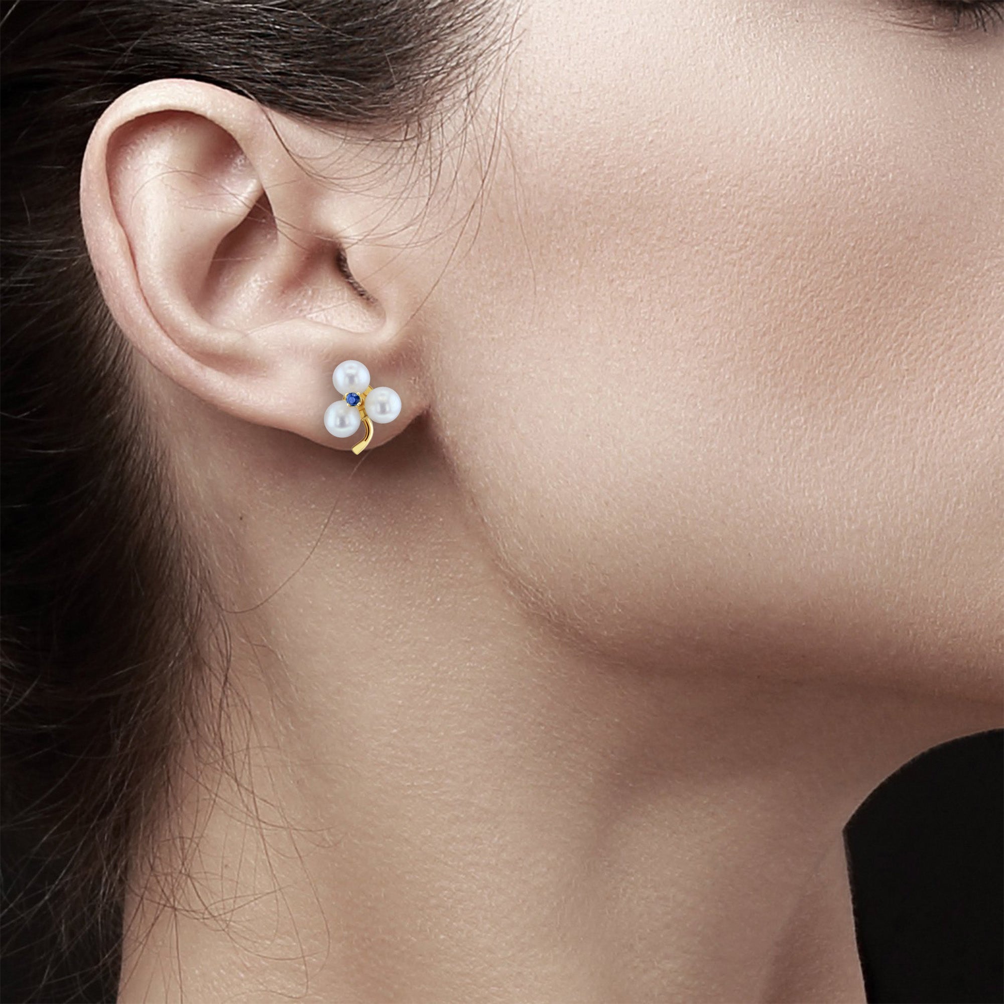 Elegant Sapphire Pearl Cluster Stud Earrings for Women – Perfect for Weddings, Parties & Special Occasions