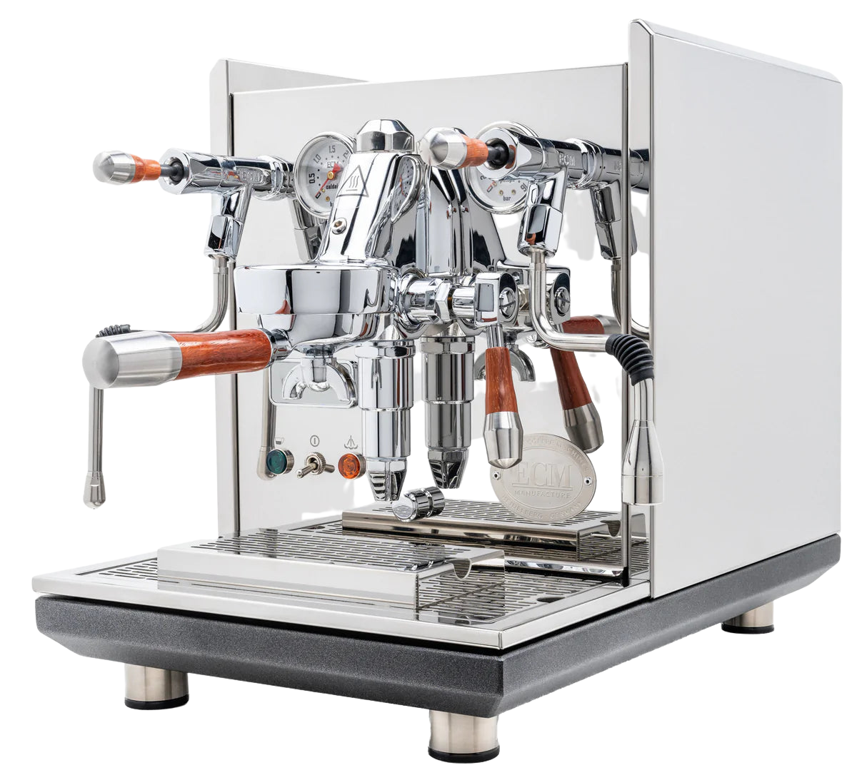 ECM Synchronika Espresso Machine with Paduak Wood & Chrome Finish - Professional Barista-Grade Coffee Maker for Home & Cafe Use