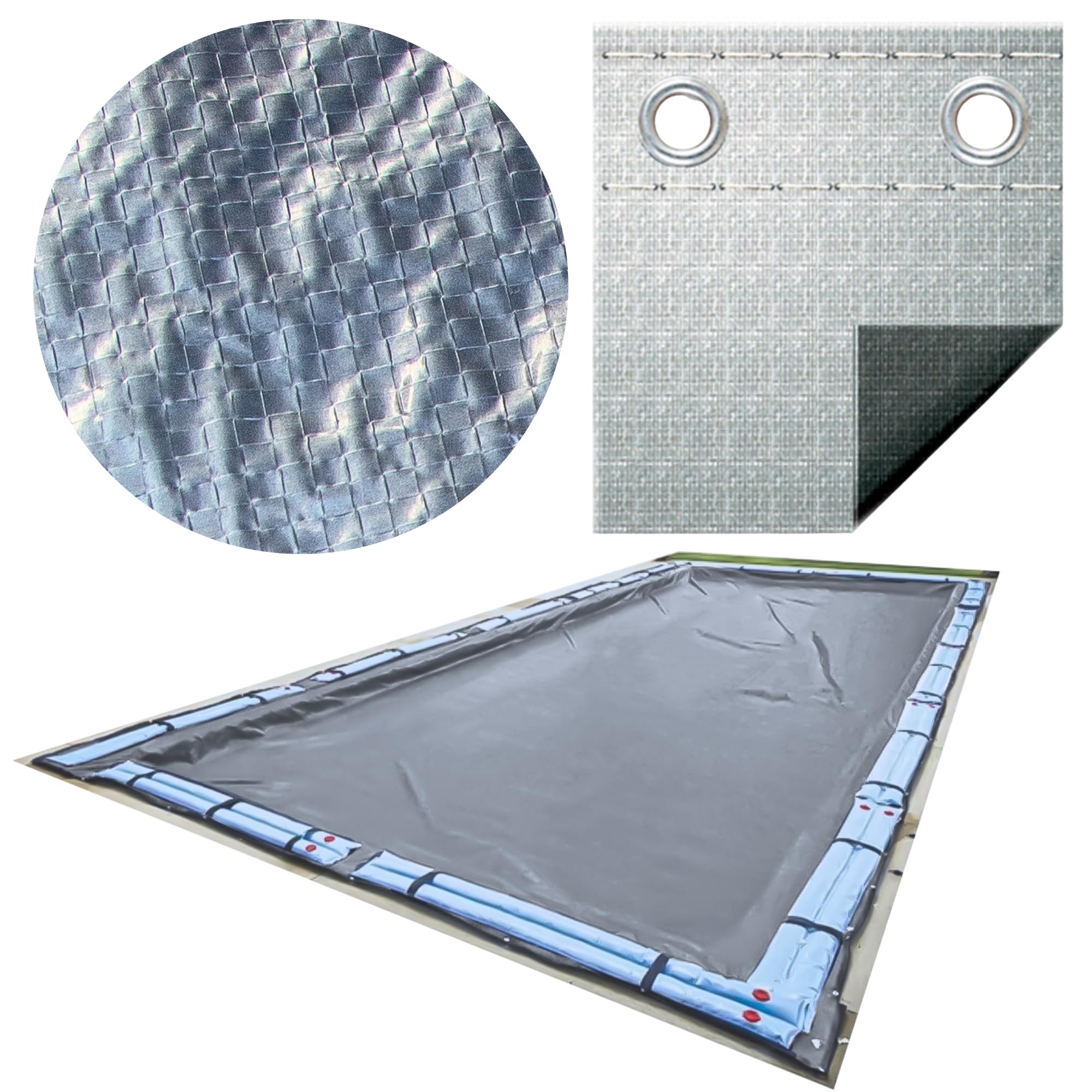 SWIMLINE HYDROTOOLS Silver King Heavy Duty Above Ground Pool Cover - 35x55 FT, UV Protected, Water Tube Sleeves - Silver/Black Rectangle Cover for 30x50 FT Pools | Durable Winter Protection for Inground & Above Ground Swimming Pools