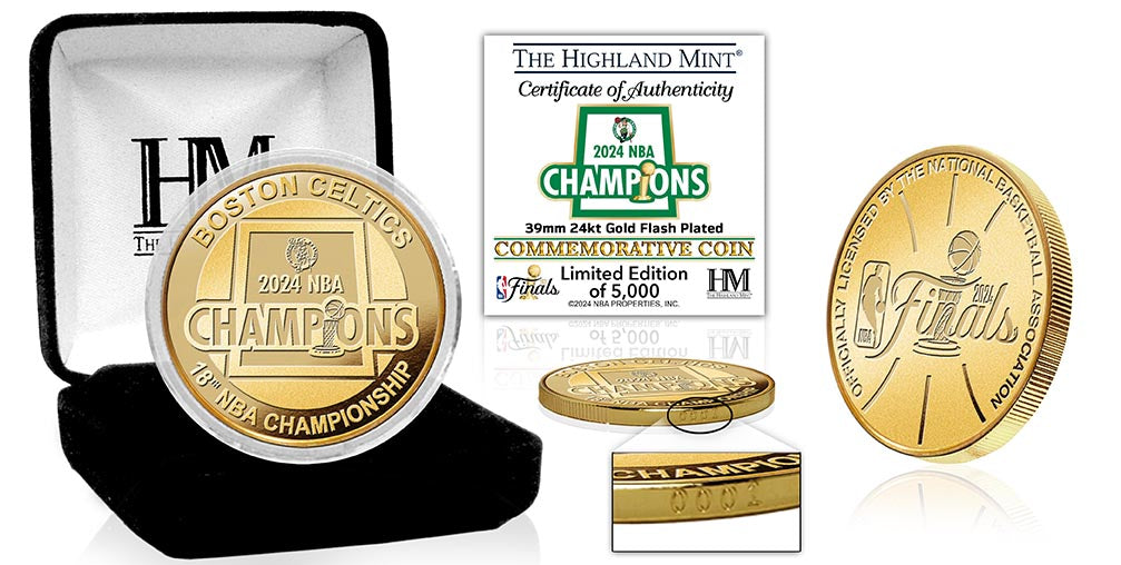Boston Celtics 2024 NBA Champions Commemorative Gold Coin - Collectible Sports Memorabilia for Basketball Fans and Gift Ideas