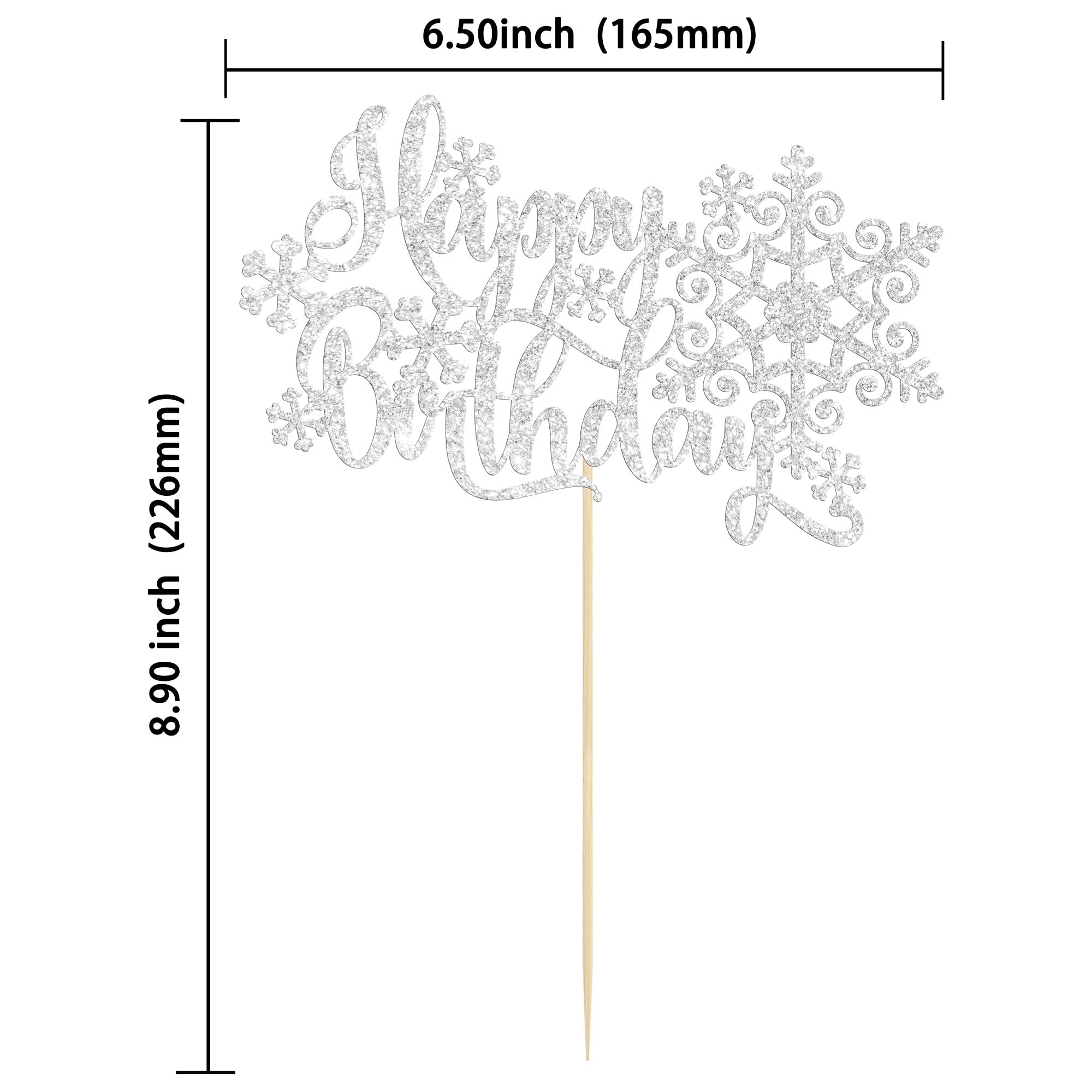 Gyufise 1 Pack Silver Glitter Snowflake Cake Topper - Winter Birthday Cake Decorations for Baby Showers, Kids Parties & Holiday Celebrations | Perfect for Winter-Themed Birthday Cakes, Christmas Desserts & Snowflake Party Decor