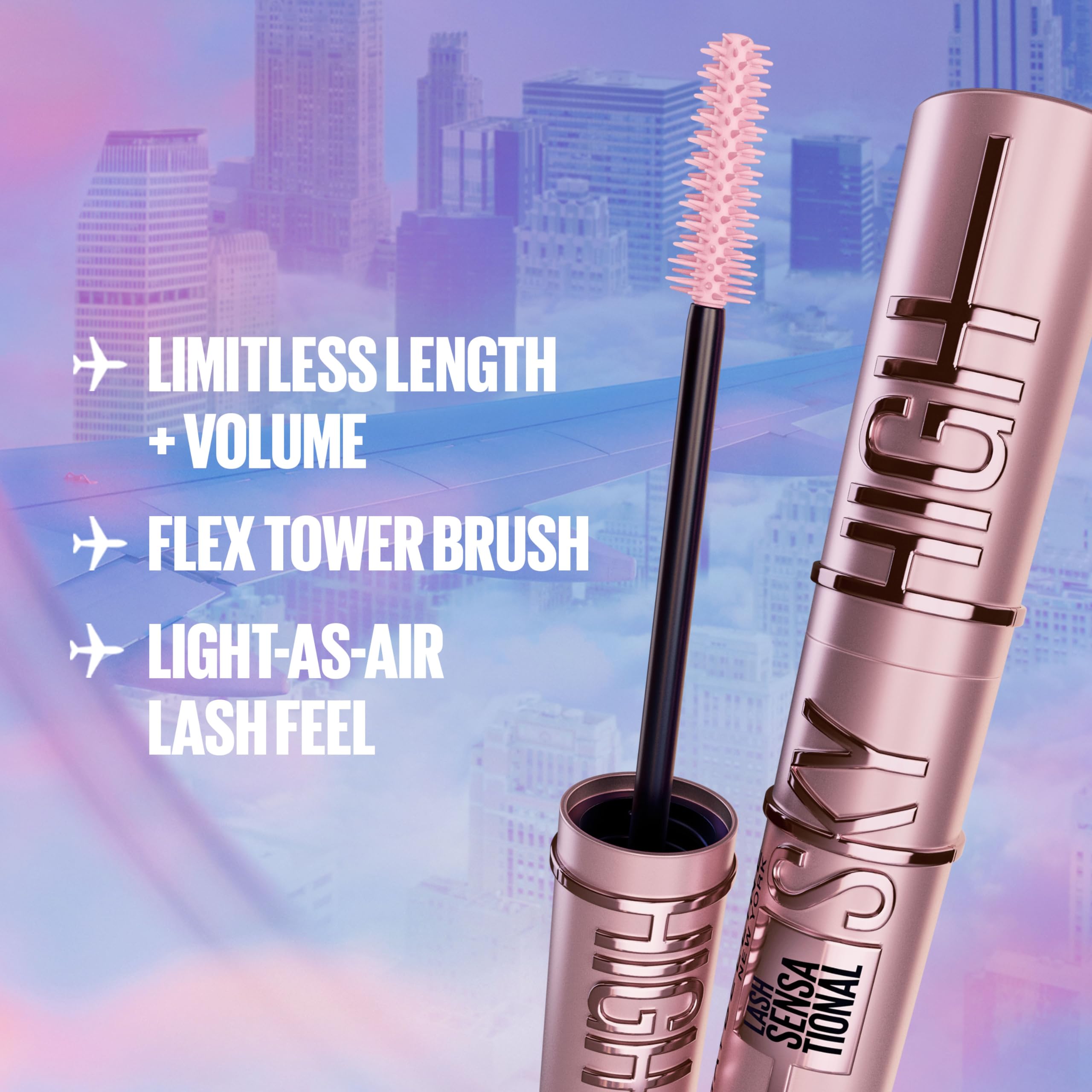 Maybelline Lash Sensational Sky High Waterproof Mascara - Volumizing, Lengthening & Defining for Dramatic Lashes | Buildable Formula in Brownish Black | 1 Count | Perfect for Day to Night Makeup Looks