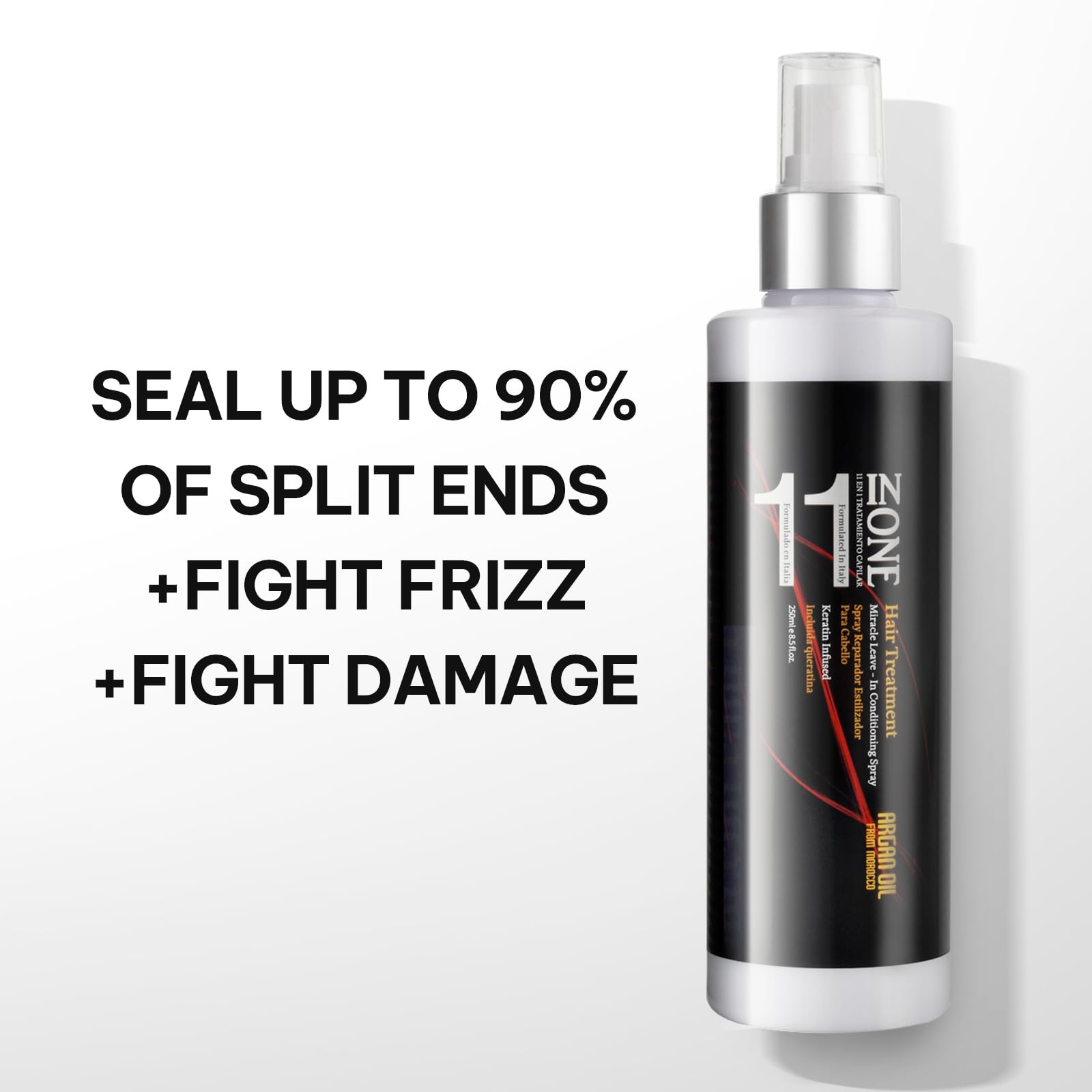 11-in-1 Moroccan Argan Oil Leave-In Conditioner Spray with Keratin - Ultra Rich Hair Treatment for Moisture, Shine & Frizz Control | Color Safe, Long-Lasting Nourishment | Perfect for Dry, Damaged Hair & Daily Styling
