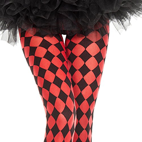 Stylish Red Diamond Jester Tights for Women - Fun & Comfortable Leggings for Cosplay, Dance, Halloween Costumes & Themed Parties