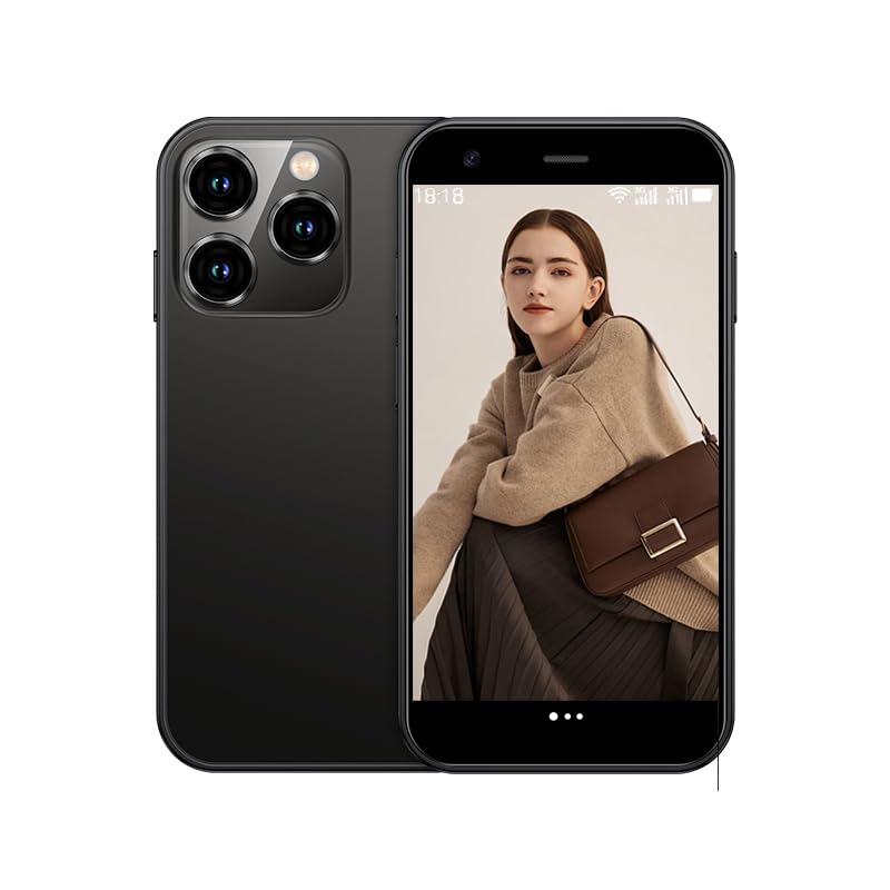 World's Smallest 3.0 Inch Mini Smartphone - Android 8.1 Quad Core Unlocked 3G WiFi GPS Dual SIM Phone (2GB RAM 16GB ROM, Black) - Perfect Pocket-Sized Phone for Kids, Travel & Emergency Use