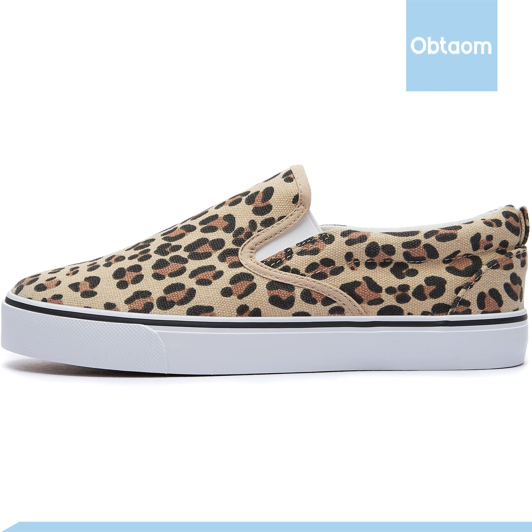 Obtaom Women's White Sneakers & Black Slip-On Shoes - Low Top Canvas Loafers for Casual Wear, Walking & Everyday Comfort