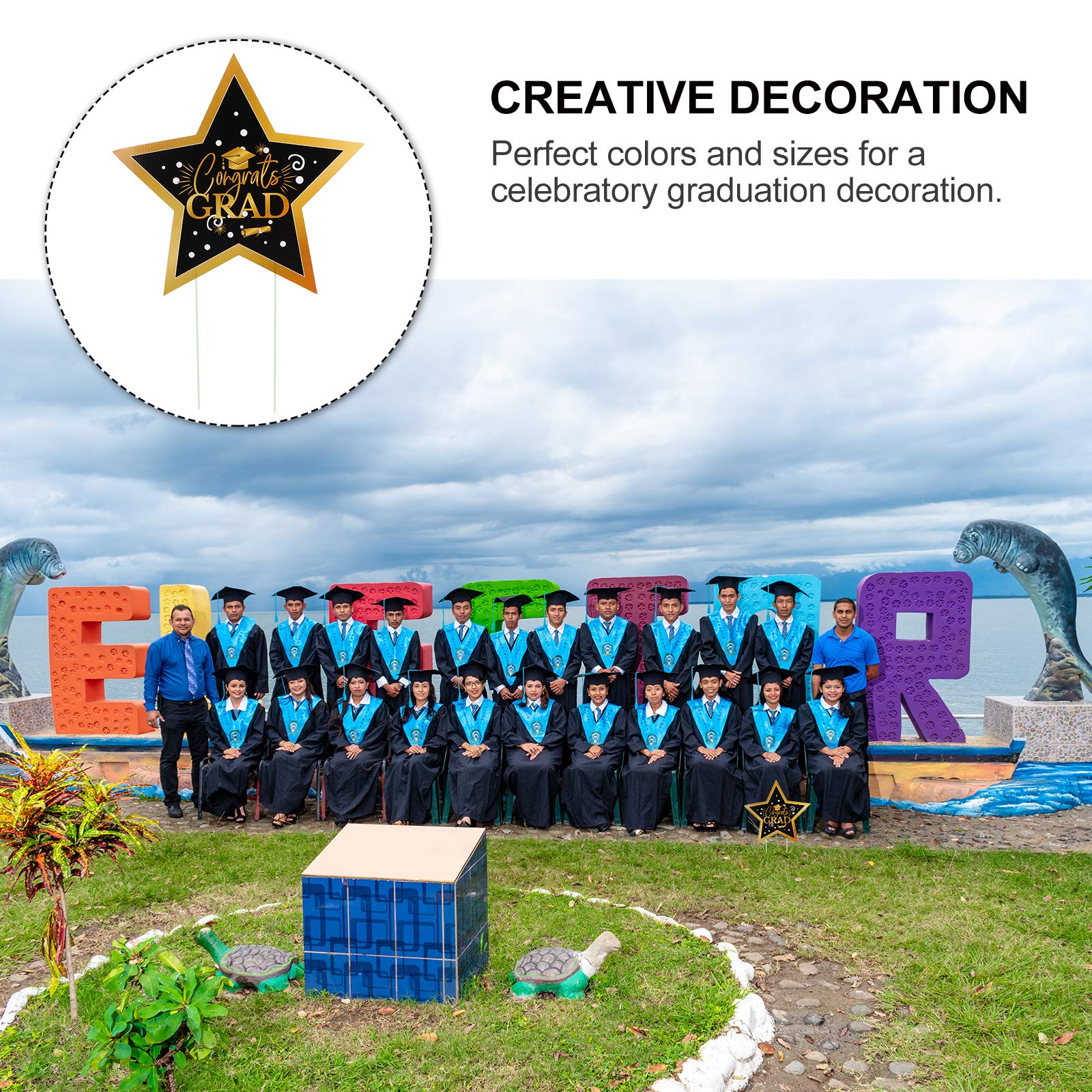 ABOOFAN Graduation Cap Garden Flag - 1pc Plastic Yard Sign with Logo for Graduation Decorations, Perfect for Outdoor Graduation Party, Lawn Decor & School Celebrations