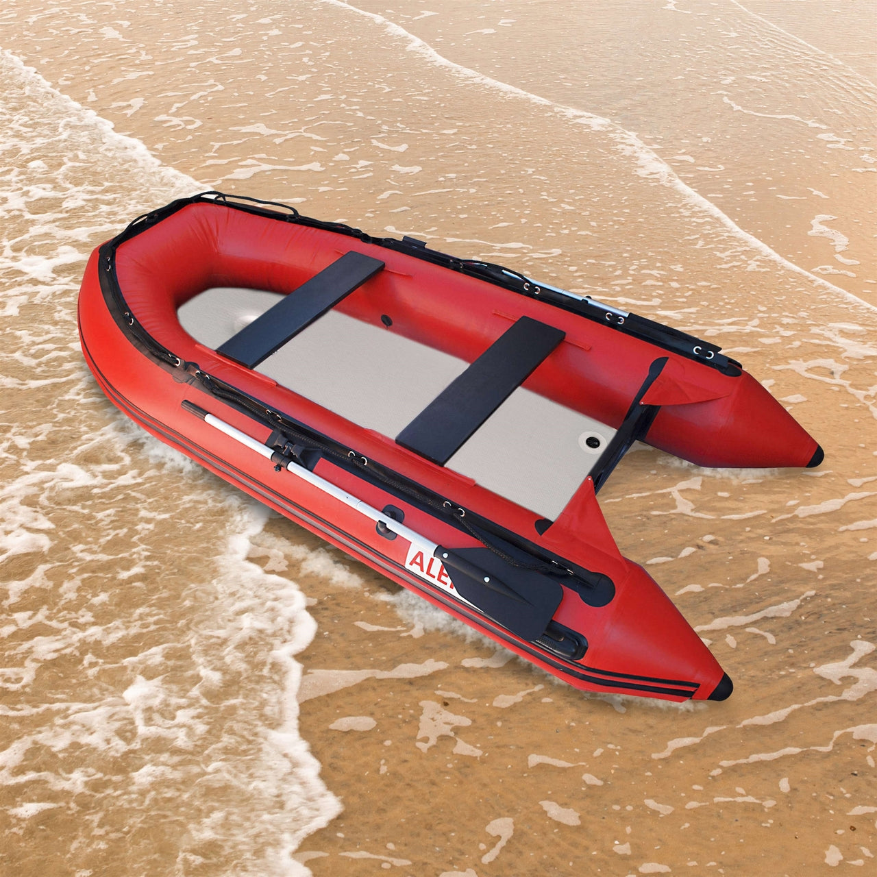 Aleko 10.5 Ft Red Inflatable Boat with Air Deck Floor - Perfect for Fishing, Leisure & Water Sports | Durable PVC Material | Easy to Transport & Store