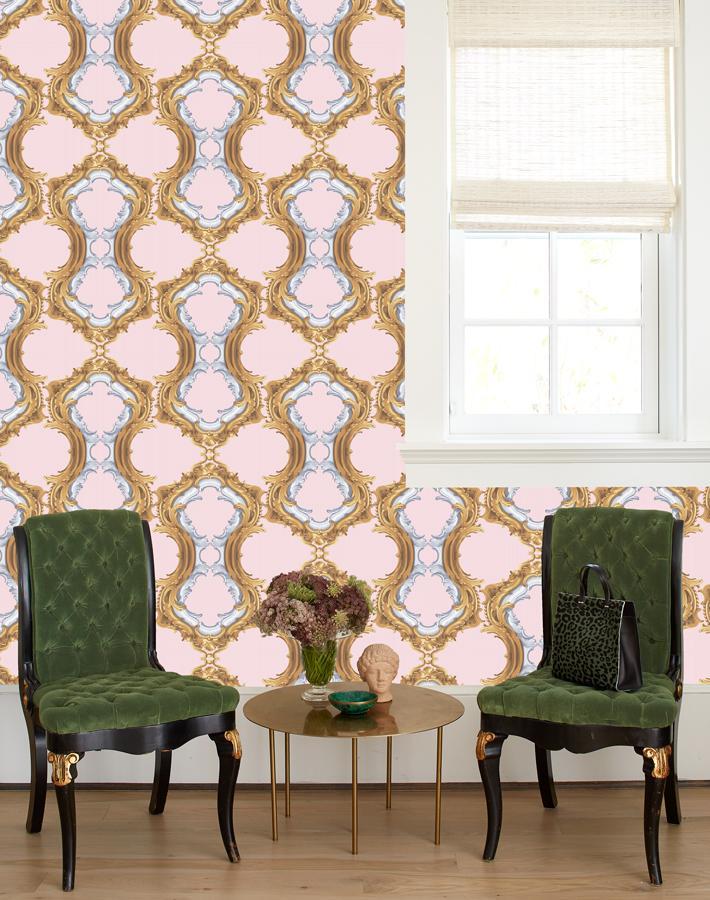 Louie Whoey Pink Wallpaper by Wallshoppe - Premium Peel & Stick Removable Wallpaper for Bedroom, Nursery, or Home Office Decor