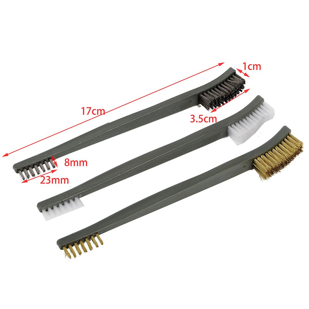 3-Piece Steel Wire Brush & 4-Piece Nylon Pick Set - Universal Gun Cleaning Kit for Rifle, Pistol, Hunting & Military Use - Tactical Firearm Maintenance Tools for Combat, Range & Outdoor Shooting