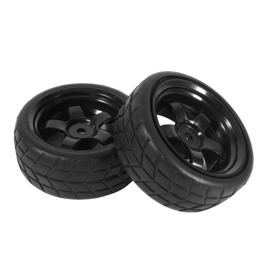 High Grip RC Car Tires - 4Pcs Black 1:10 On-Road Racing Tire Replacement with Environmental Wheel Rims | Perfect for RC Drift Cars, Track Racing & Hobbyist Upgrades