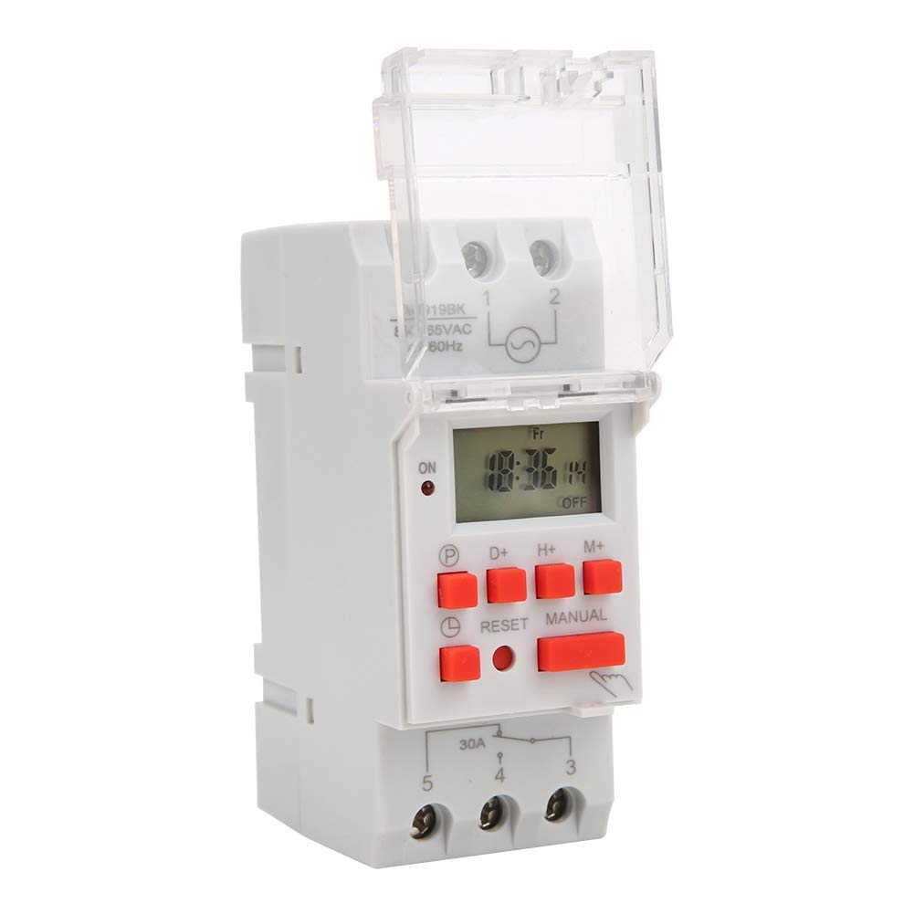TM919BK Digital Timer Switch - AC 85-265V 30A, 24H/7D Programmable with 16 On/Off Settings & Countdown Function | Perfect for Home Automation, Lighting Control, and Energy Saving