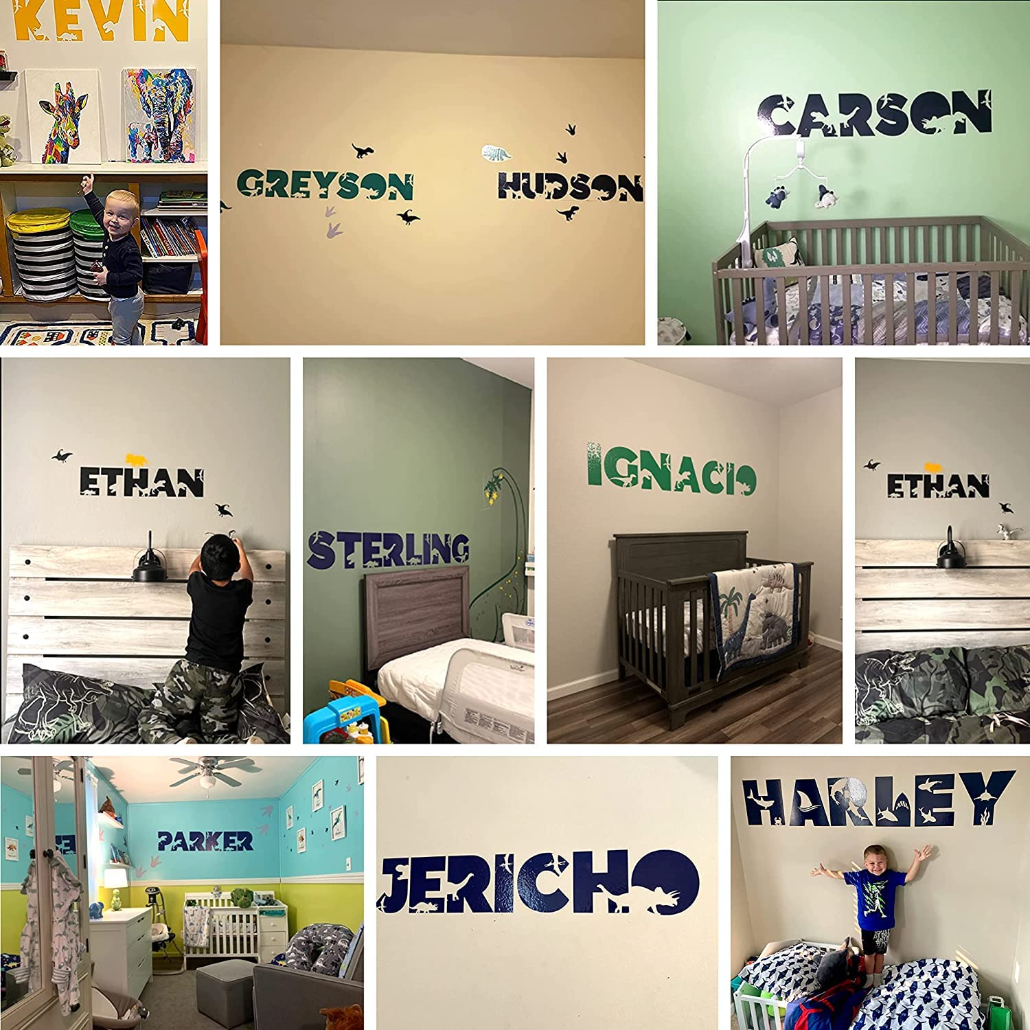 Custom Wall Name Decals - Safari & Jungle Animal Nursery Room Decor for Boys & Girls - Perfect for Kids Bedroom, Playroom & Nursery Wall Decorations