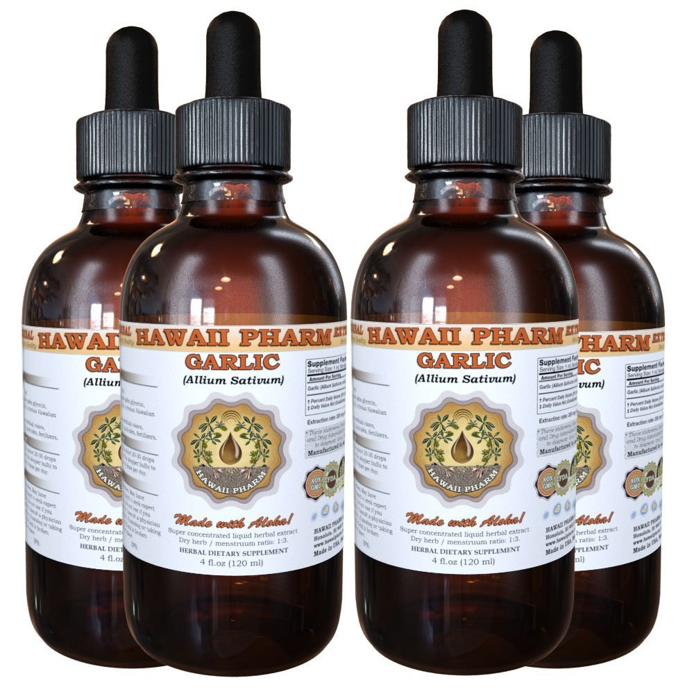 Organic Garlic (Allium sativum) Liquid Extract Tincture - 4x4 oz Bottles - Immune Support & Heart Health Supplement - Perfect for Cooking, Wellness & Natural Remedies