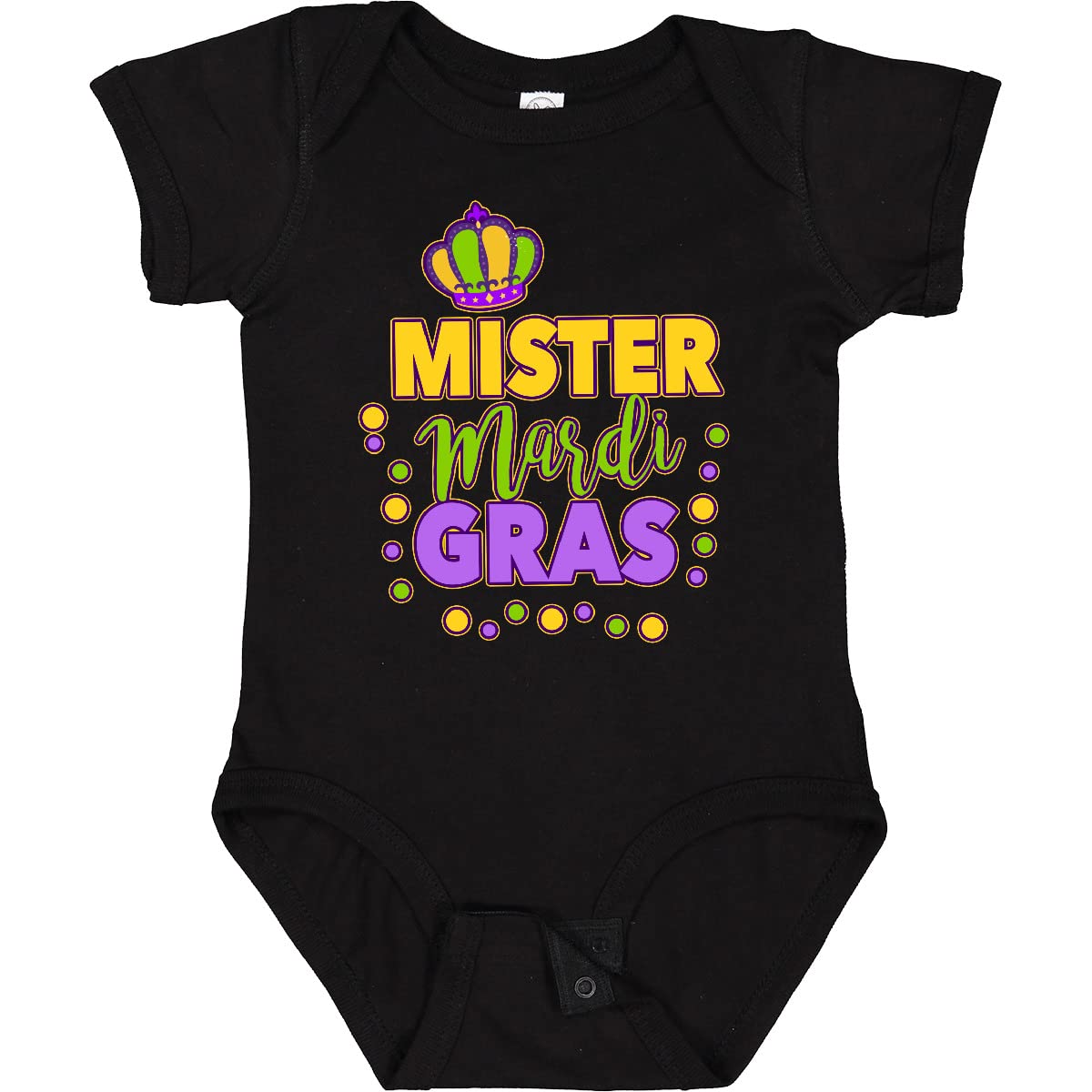 Inktastic Mardi Gras Baby Bodysuit with Crown & Dots for Festive Celebrations