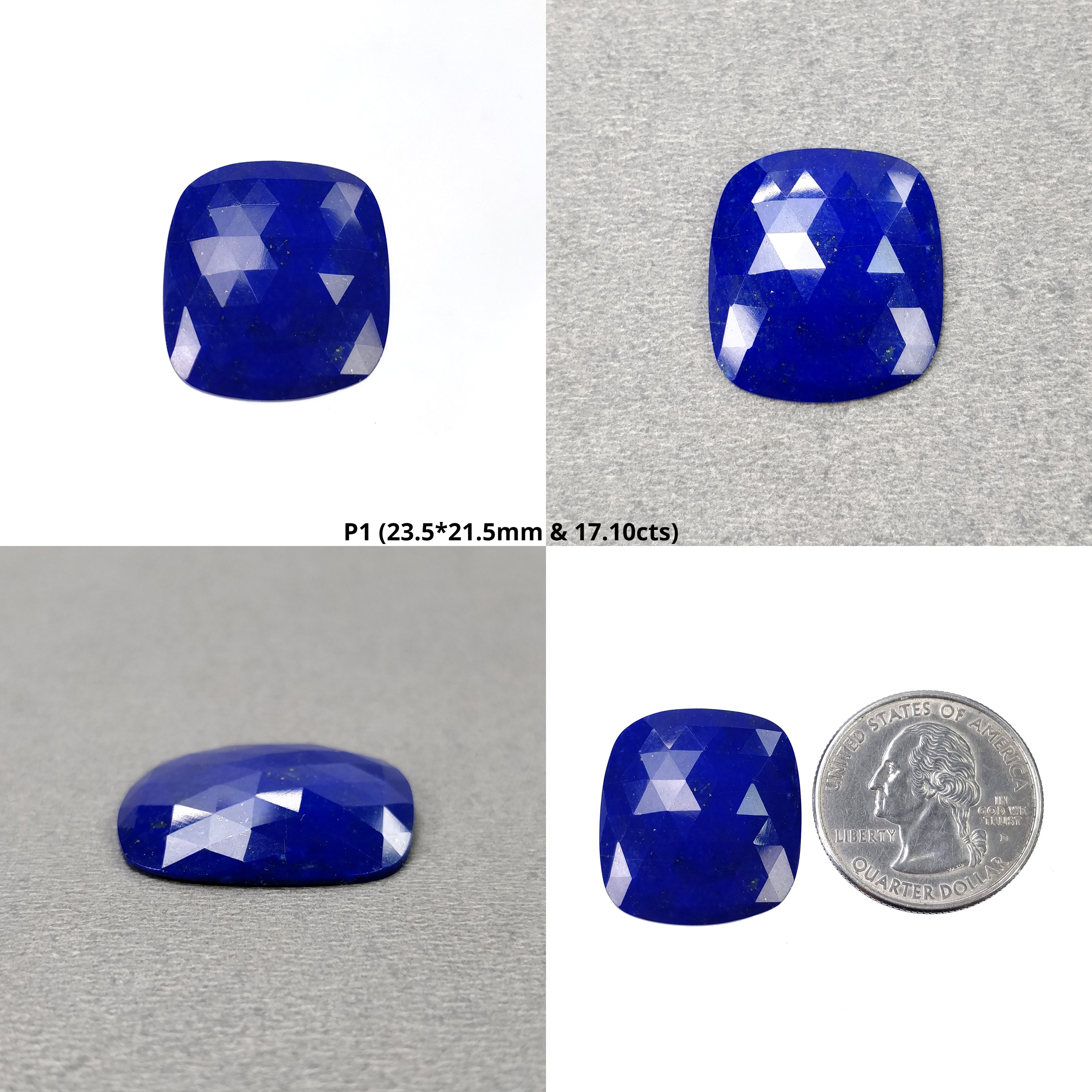 Natural Untreated Lapis Lazuli Gemstone - Rose Cut Blue Lapis Cushion Shape (1pc) | Healing Crystal Jewelry Making, Meditation & Spiritual Gifts