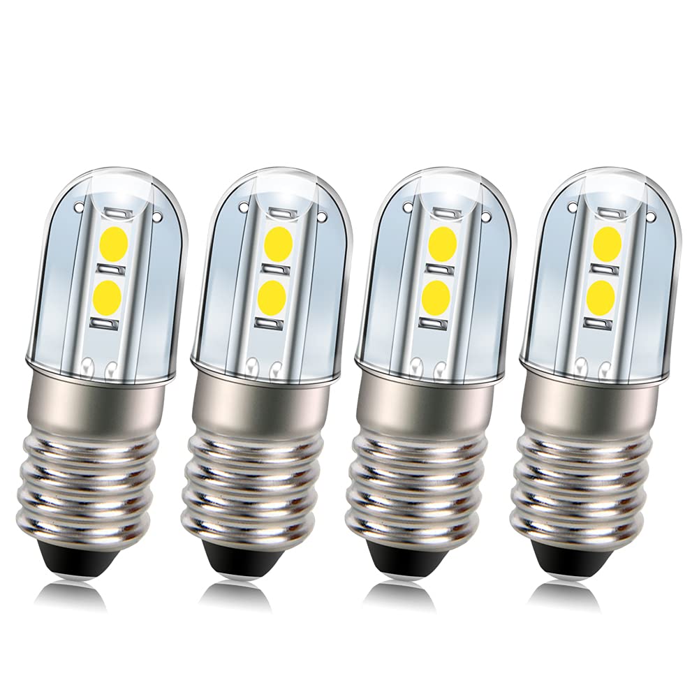 Ruiandsion E10 LED Bulb White 120V AC Screw Base 3030 4SMD Chips LED Replacement Bulb - Energy Efficient Upgrade for Candle Lights, Home, Bedroom, Office Decor (Pack of 4) - Perfect for Chandeliers, Night Lights and Vintage Fixtures