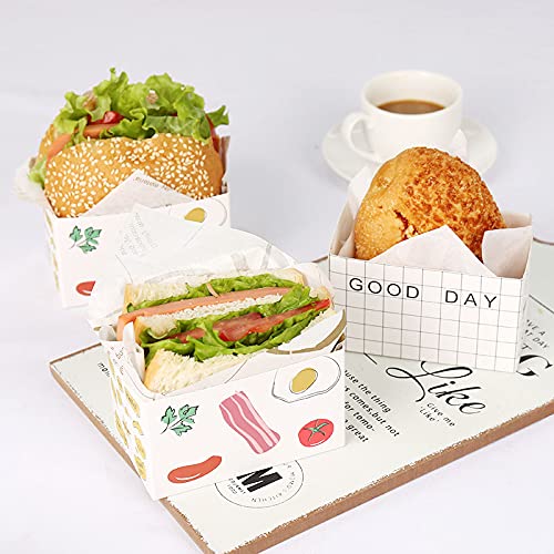 Eco-Friendly Take Out Food Containers - 50 Pack Sandwich Boxes, Toast & Bread Trays for Hot Dogs, Donuts, Egg Waffles | Perfect for Restaurants, Picnics, Parties & On-the-Go Meals | BPA-Free Disposable Lunch Packaging