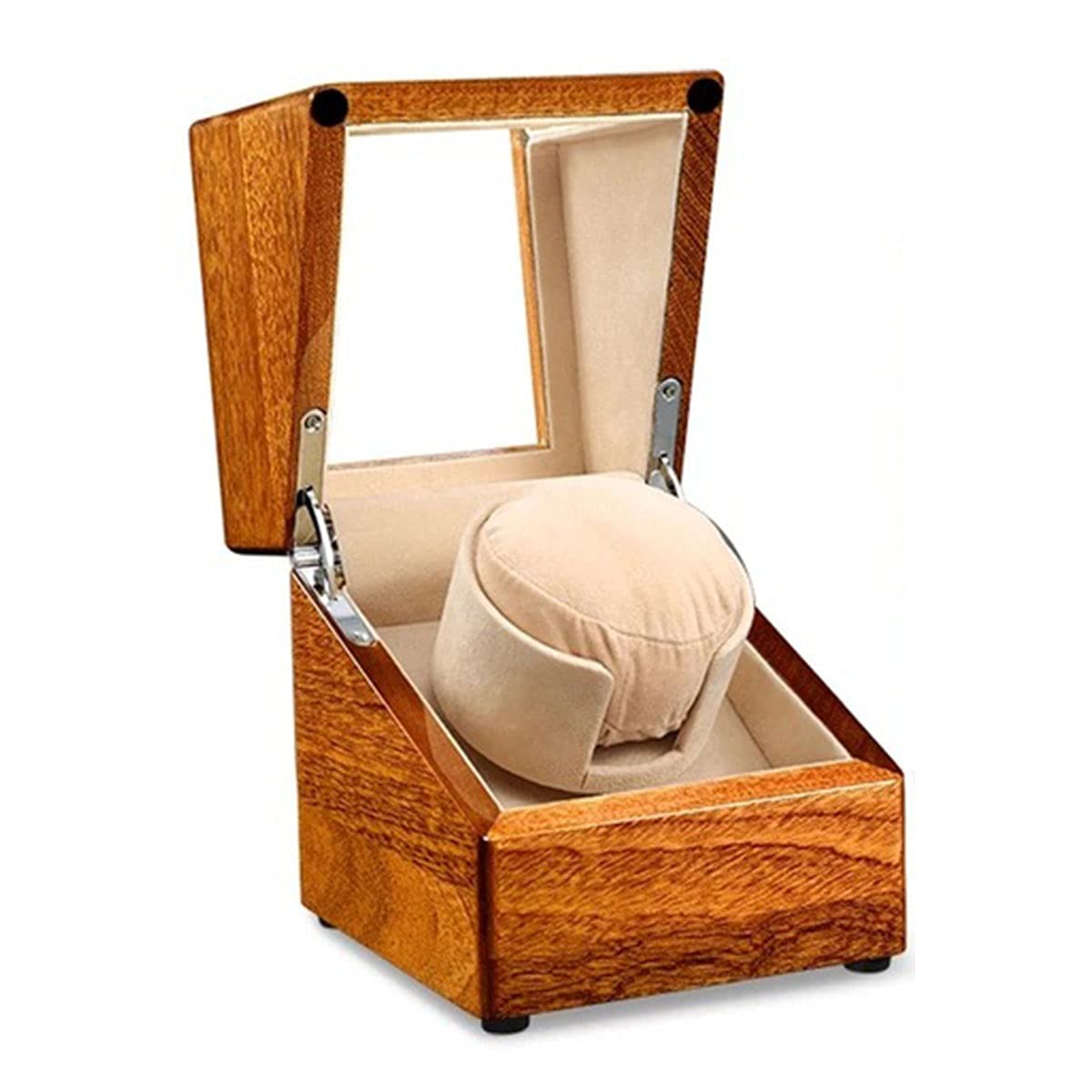 Premium Wooden Automatic Watch Winder Box - Beige Mechanical Watch Storage Organizer with Motor Shaker for Automatic & Mechanical Watches | Perfect for Home, Office, or Travel Watch Collection Display