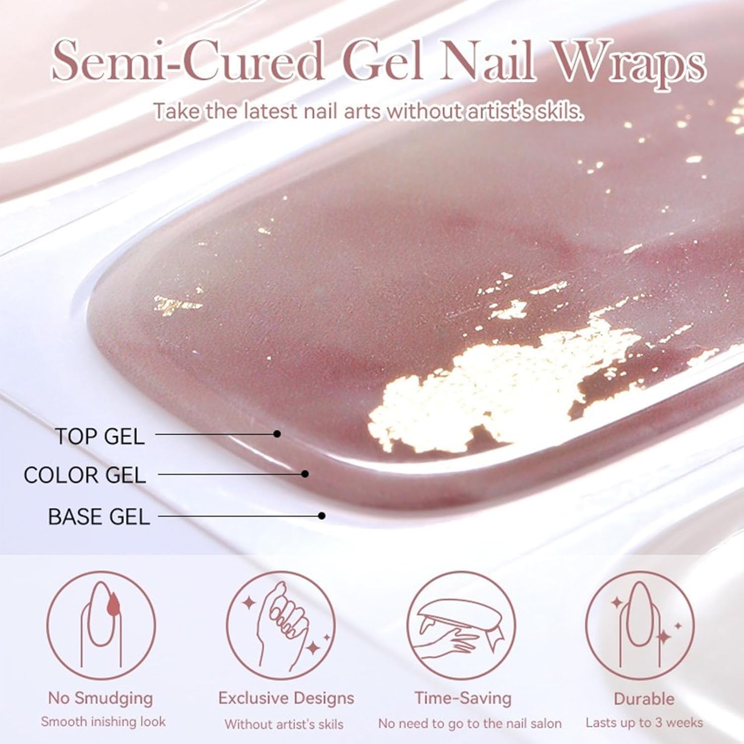 22pcs UV Gel Nail Strips - Long Lasting Semi-Cured Gel Nail Wraps with Easy Application, DIY Nail Art Stickers for Women & Girls (Violet Blue Aurora) | Perfect for Parties, Weddings & Everyday Glam