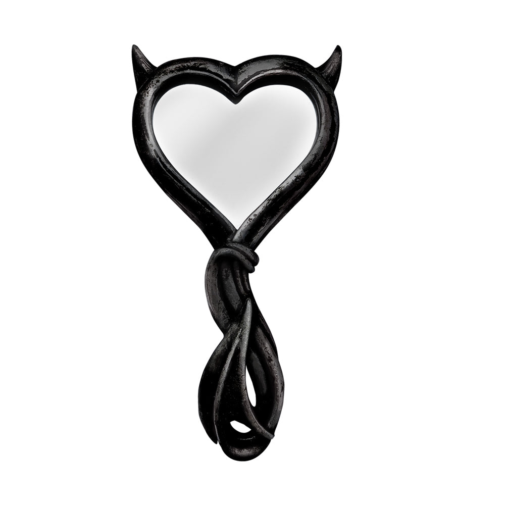 Black Little Devil Handheld Mirror - Gothic Style Compact Makeup Mirror for Women, Perfect for Halloween, Cosplay, and Home Decor