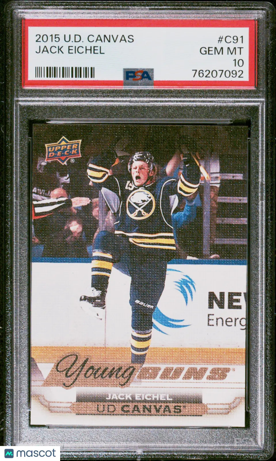 2015-16 Upper Deck UD Canvas Young Guns Rookie Card Jack Eichel PSA 10 Gem Mint - Perfect for Hockey Card Collectors & Buffalo Sabres Fans