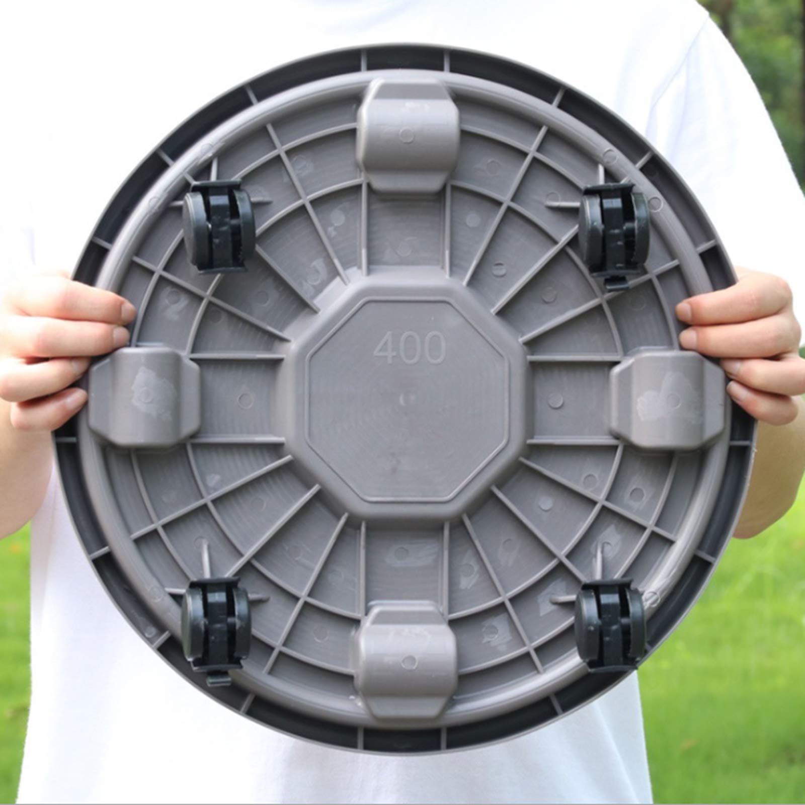 Heavy Duty Plant Pallet Caddy with Wheels - Round Plant Stand with Saucer for Moving Flower Pots - Outdoor Planter Trolley Tray for Garden, Patio & Greenhouse Use