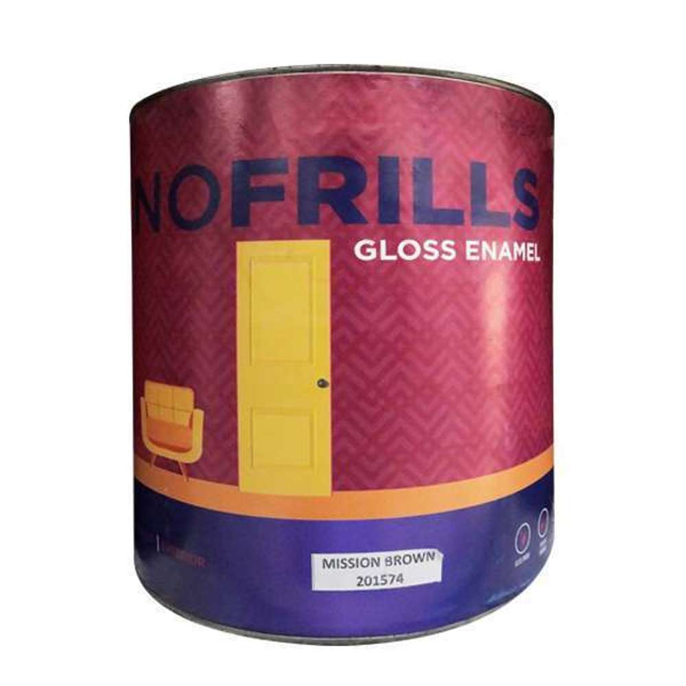 Apco No Frills Gloss Enamel Paint - Mission Brown 4L (1 Gallon) for Interior/Exterior Wood & Metal Surfaces - High Gloss Finish for Doors, Furniture & DIY Projects