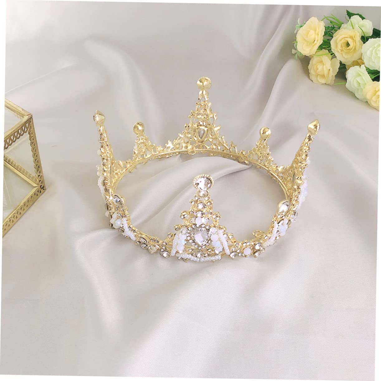2 Pcs Princess Crown Tiara Set for Kids - Rhinestone Bridal Headpiece, Goddess Headdress & Wedding Party Favors - Alloy Crystal Miss Headband for Birthday, Pageant, Cosplay & Bridal Events