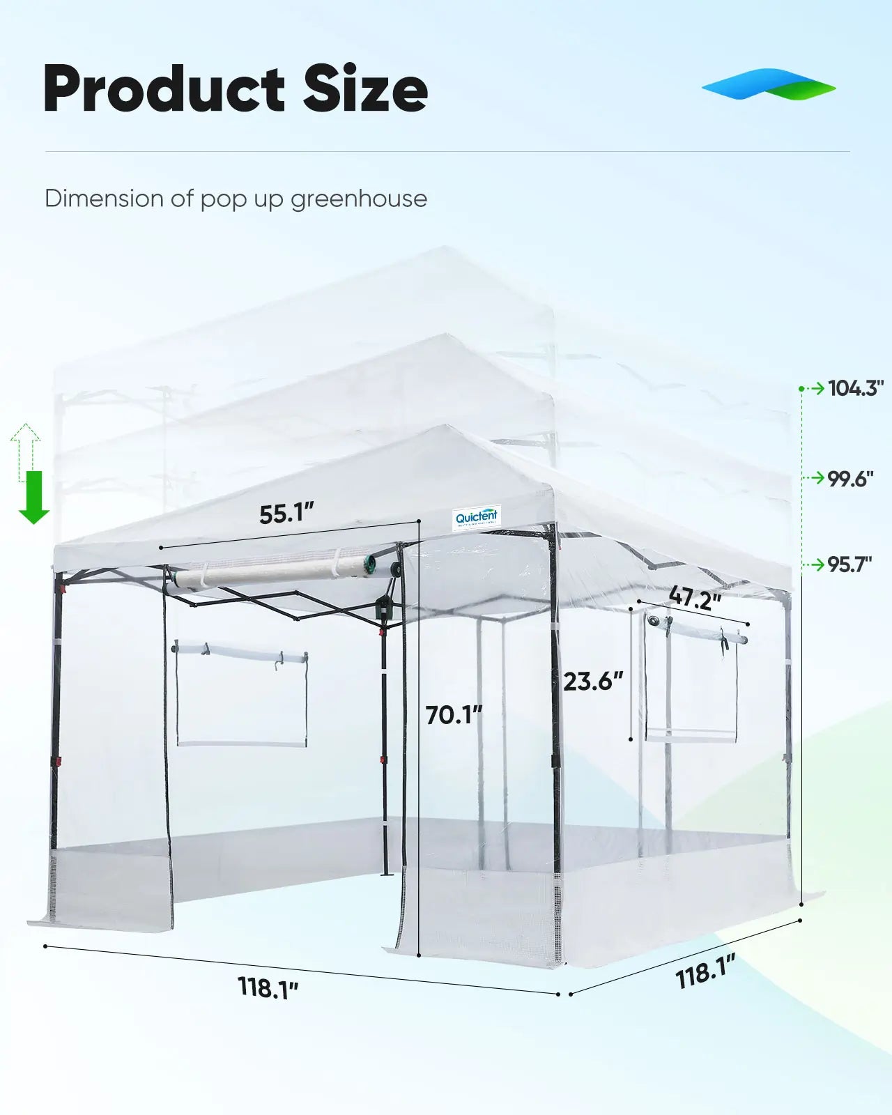 Pop Up Portable Walk in Greenhouse - Easy Setup Indoor Outdoor Garden Greenhouse for Plants, Flowers & Vegetables - Perfect for Patio, Backyard & Balcony Gardening