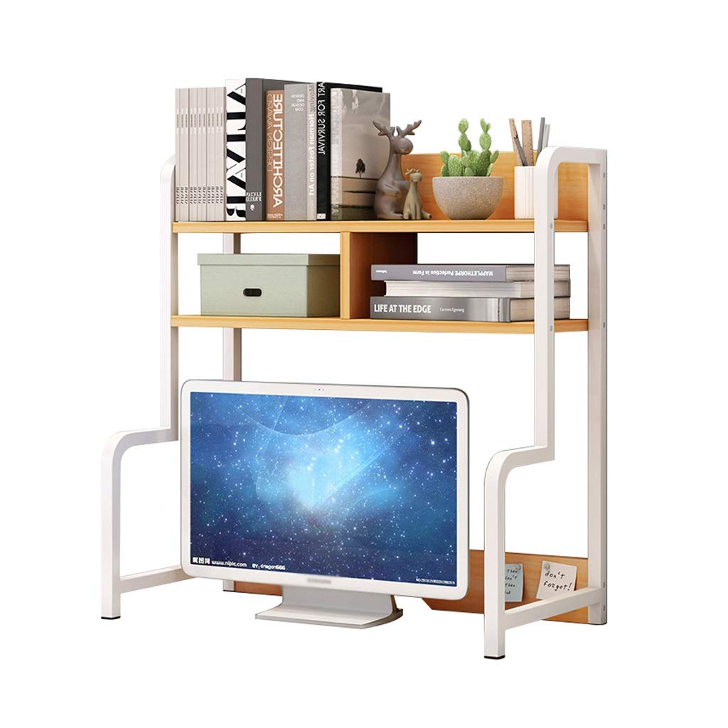 FANJIANI 55CM Wooden Bookshelf - Compact Desktop Bookcase for Dorm, Office & Home Storage | Space-Saving Organizer for Books, Files & Decor (Color A)