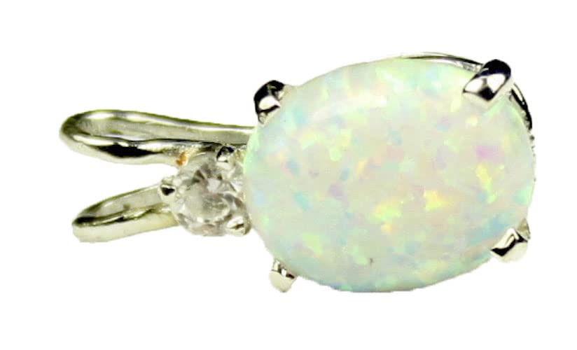 Beautiful Sterling Silver Pendant with Created White Opal and CZ Accents - Perfect for Everyday Wear & Special Occasions | SP020