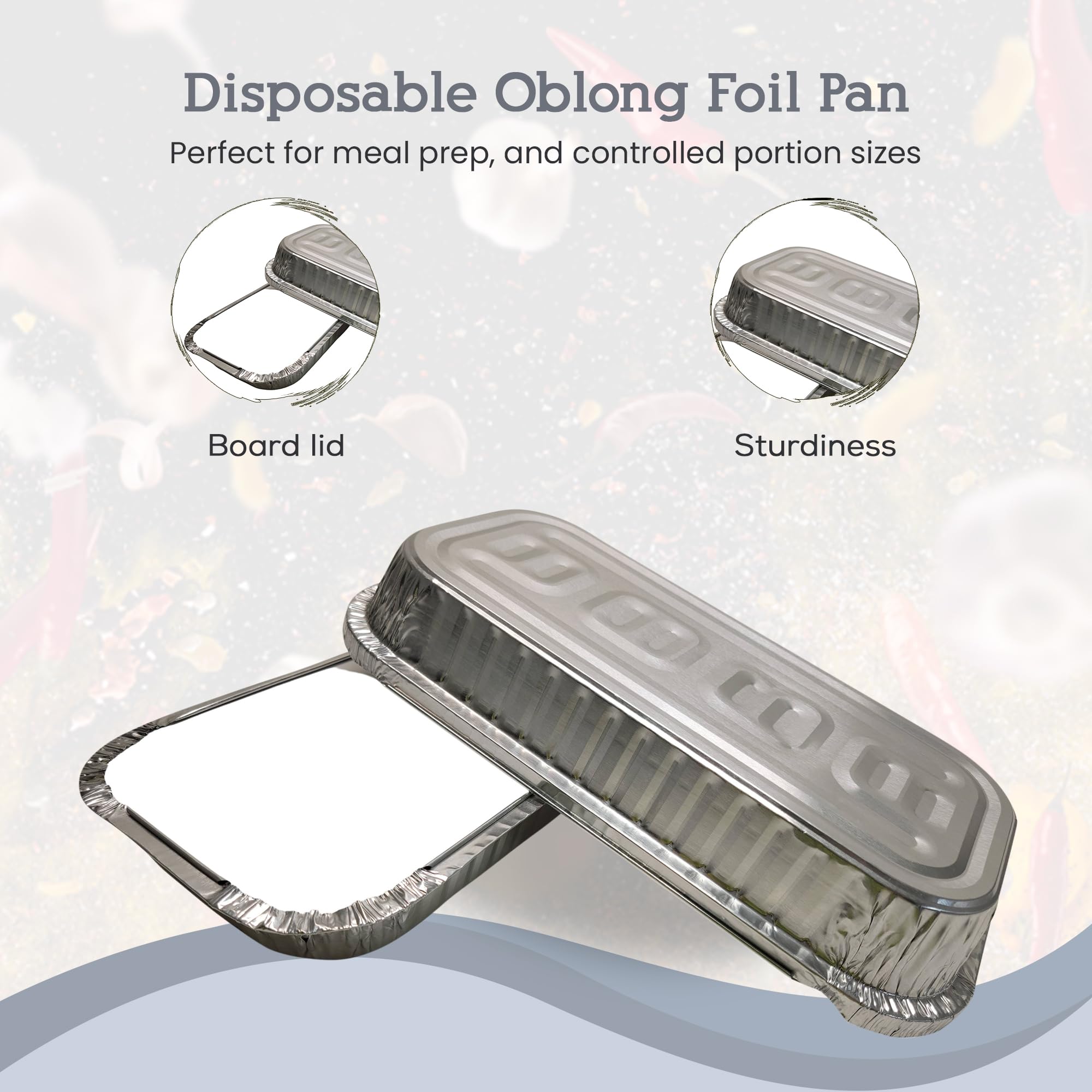 D&W Fine Pack 100-Pack Disposable Aluminum Foil Pans 3 lb (48 oz) with Board Lids - Oblong Food Storage Containers for Baking, Cooking, Meal Prep & Party Serving - Ideal for Restaurants, Catering & Home Use