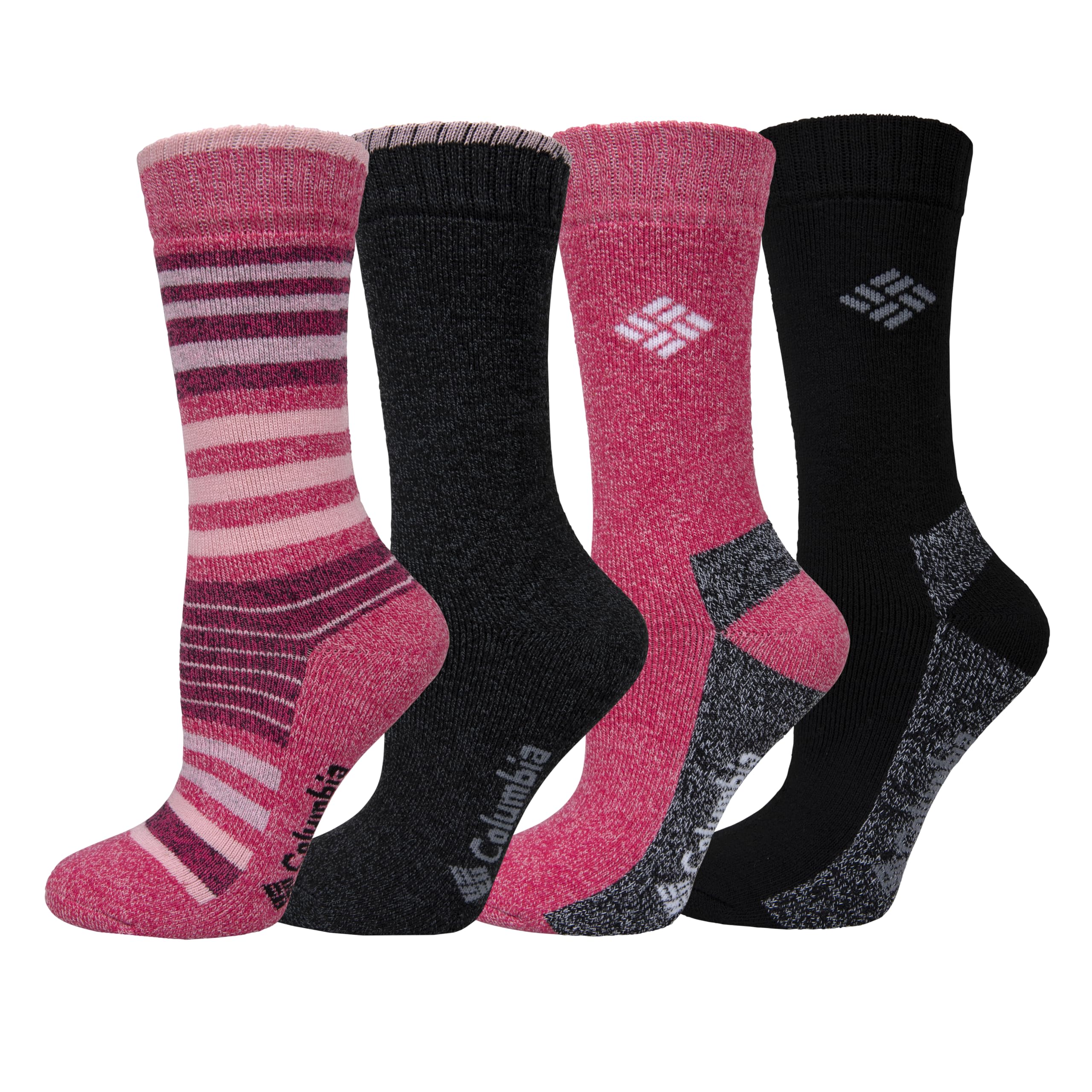 Columbia Women's 4-Pack Moisture-Wicking Crew Socks for Hiking, Running & Outdoor Activities - Breathable & Comfortable Athletic Socks