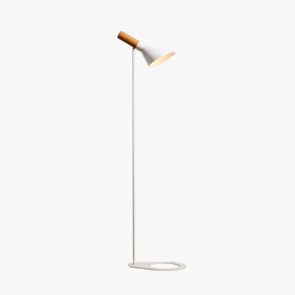 Modern Wooden Cone Black Slim Floor Lamp - Minimalist Home Decor for Living Room, Bedroom, or Office Lighting