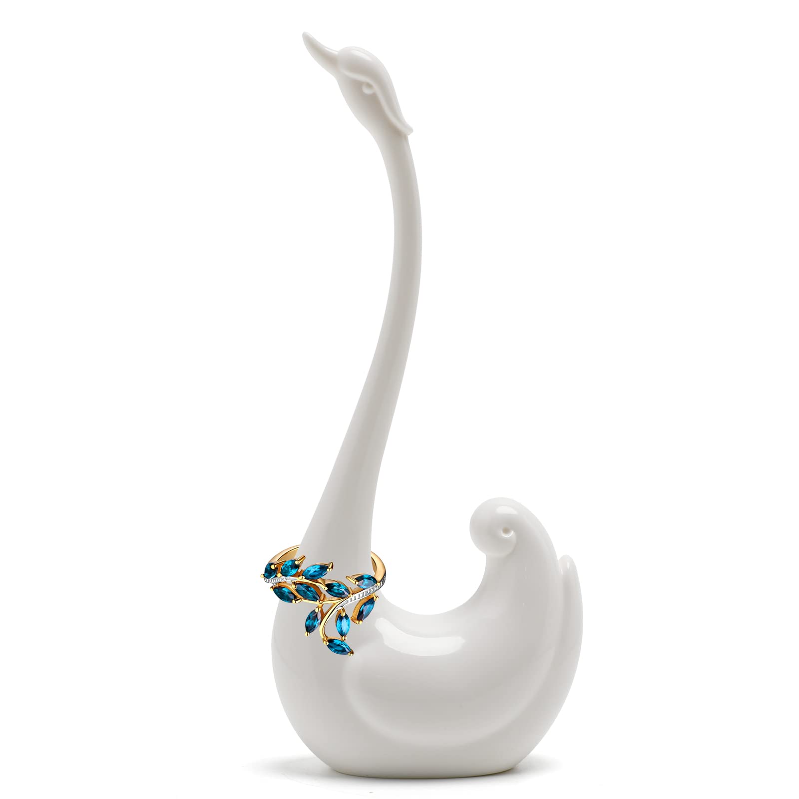 Elegant Swan Ring Holder - Jewelry Organizer & Display Stand for Engagement Rings, Wedding Bands & Accessories - Perfect for Vanity, Dresser & Bridal Showcase