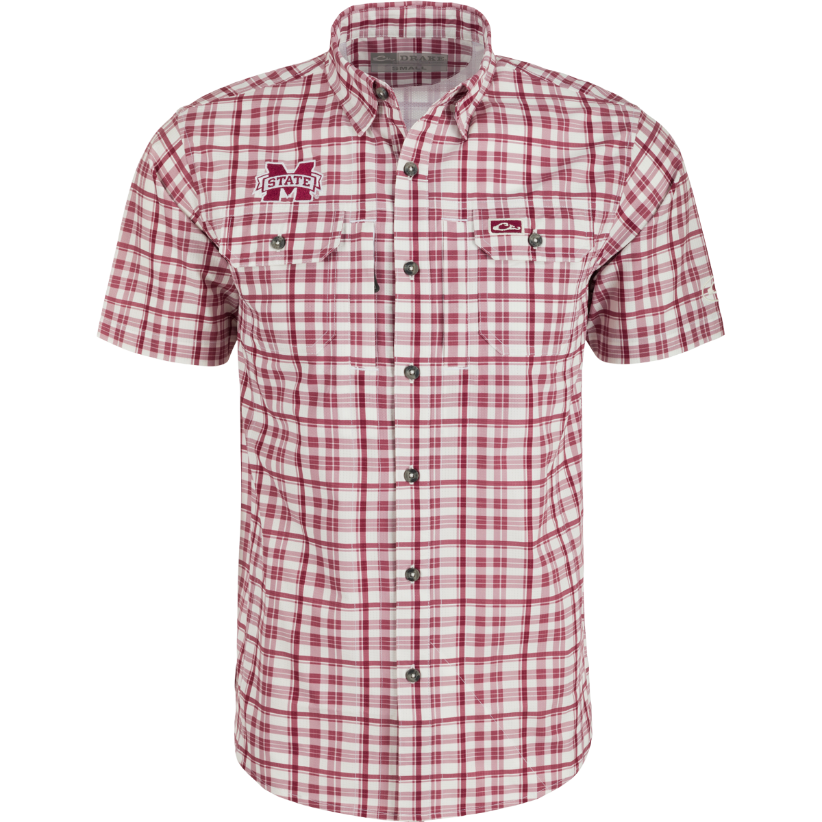 Mississippi State Hunter Creek Windowpane Plaid Short Sleeve Shirt for Men - Casual Button Down Oxford Shirt for College Game Day, Outdoor Activities & Summer Wear