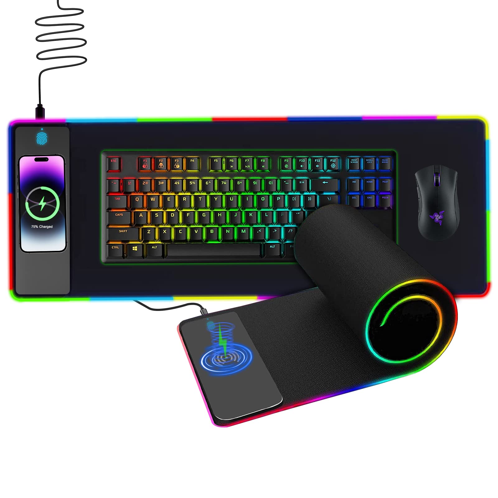 Wireless Charging RGB Gaming Mouse Pad - 12
