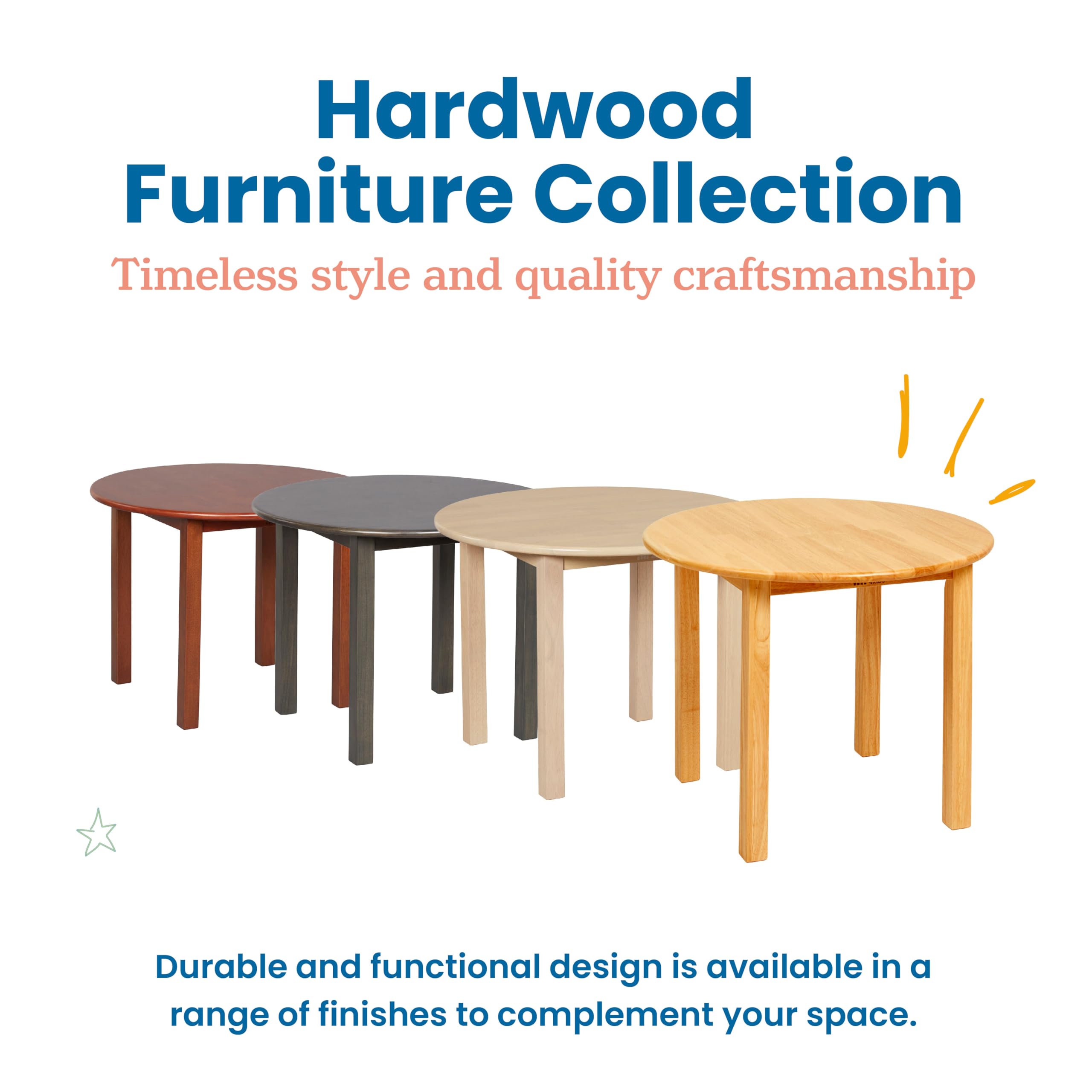 ECR4Kids 30 Inch Round Hardwood Kids Table with 22 Inch Legs - Natural Honey Finish - Durable Children's Furniture for Classroom, Playroom & Home Learning