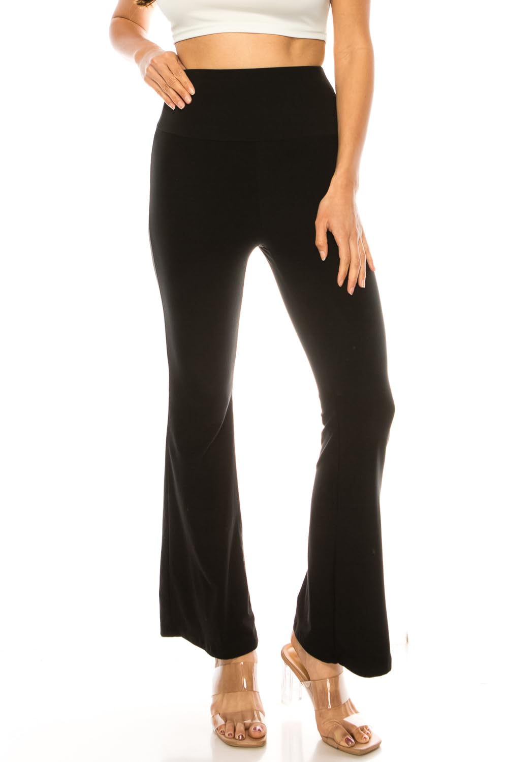 LA12ST High Waisted Yoga Pants for Women - Tummy Control Flared Leggings, Buttery Soft Palazzo Pants with Printed Design | Perfect for Yoga, Pilates & Casual Wear