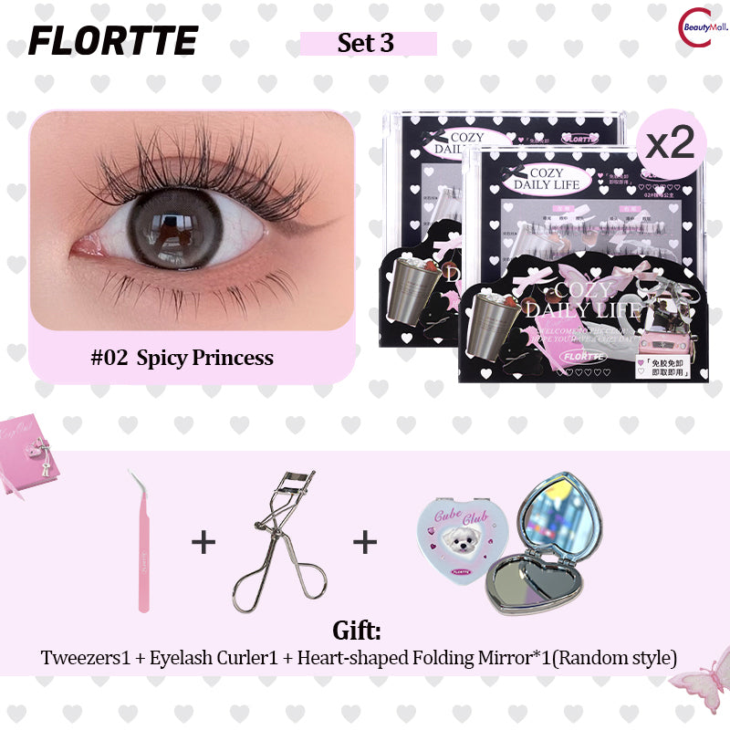 FLORTTE Debutante Diary Series Glue-Free False Eyelashes Natural Look 3D Volume Lashes for Daily Wear & Special Occasions
