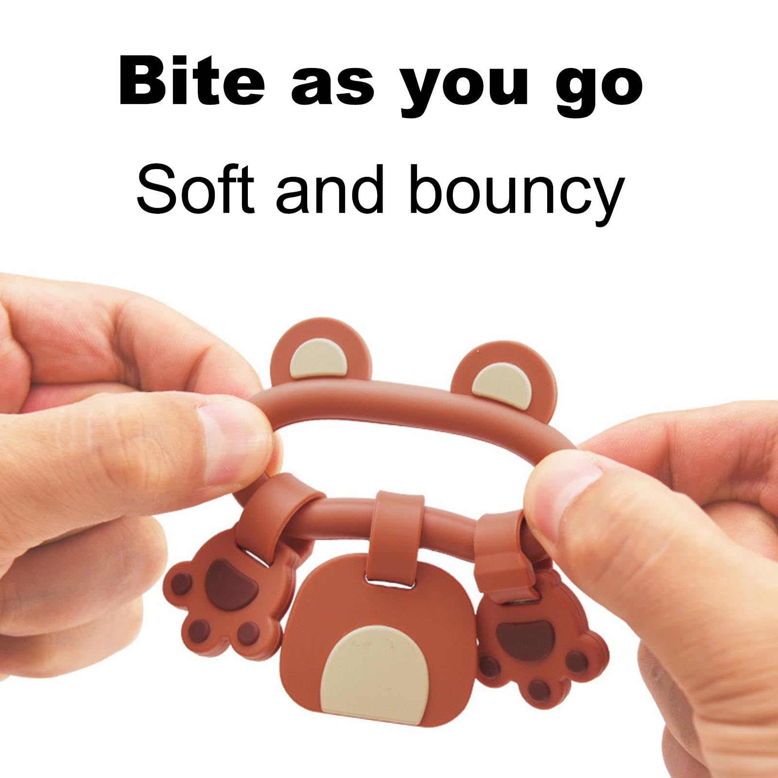 Shakven Cartoon Bear Silicone Teething Toys for Toddlers - BPA-Free Baby Teether for Boys & Girls - Early Development & Sensory Toy for Chewing Relief, Playtime & Cognitive Learning | Perfect for Home, Travel & Daycare Use