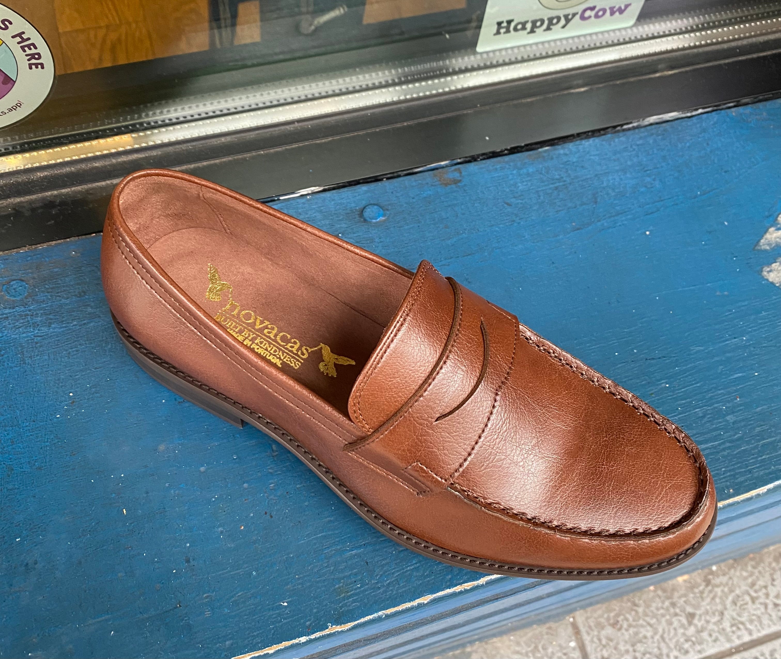Novacas Anthony Tan Leather Loafers for Men - Comfortable Slip-On Shoes for Business Casual & Office Wear