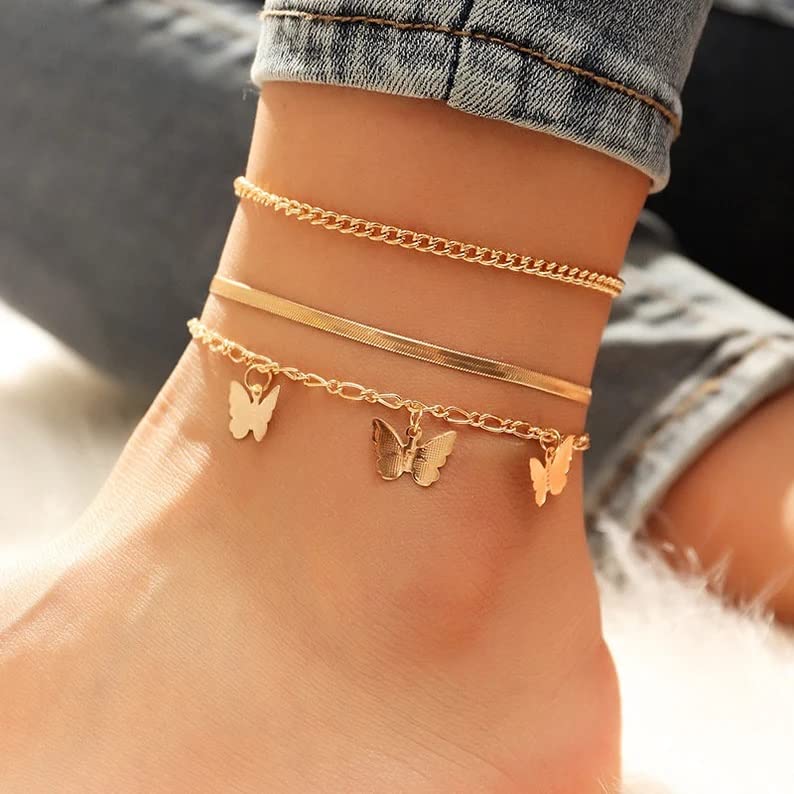 Anklet-3 layered butterfly