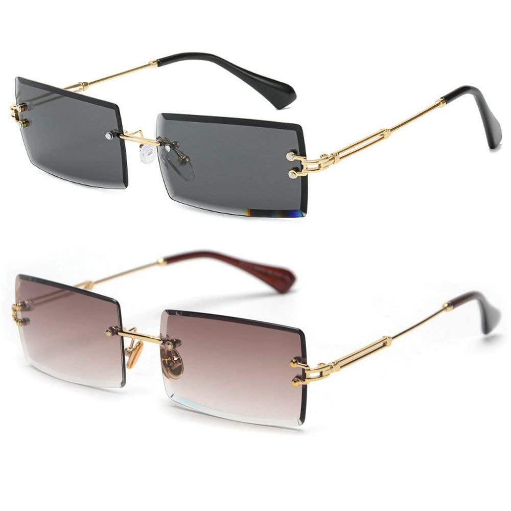 Stylish Women's Small Rectangle Sunglasses - Ultralight Candy Color Rimless UV Protection Shades for Beach, Driving & Outdoor Activities