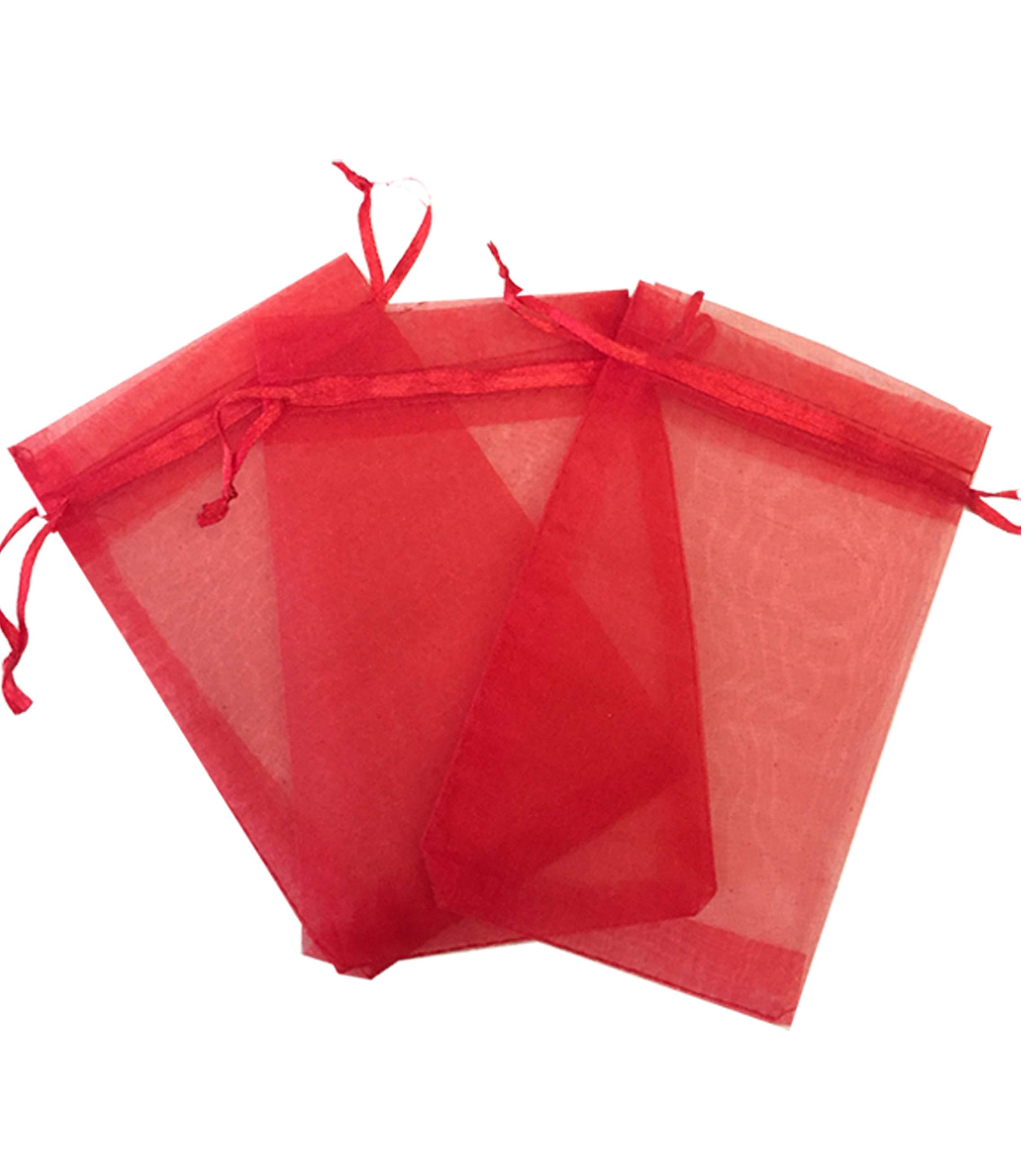 200 Pcs Red 3x4 Inches Sheer Drawstring Organza Bags for Jewelry, Wedding Favors, Party Gifts & Candy - Premium Gift Pouches for Bridal Shower, Baby Shower & Special Occasions - Kyezi Design and Craft