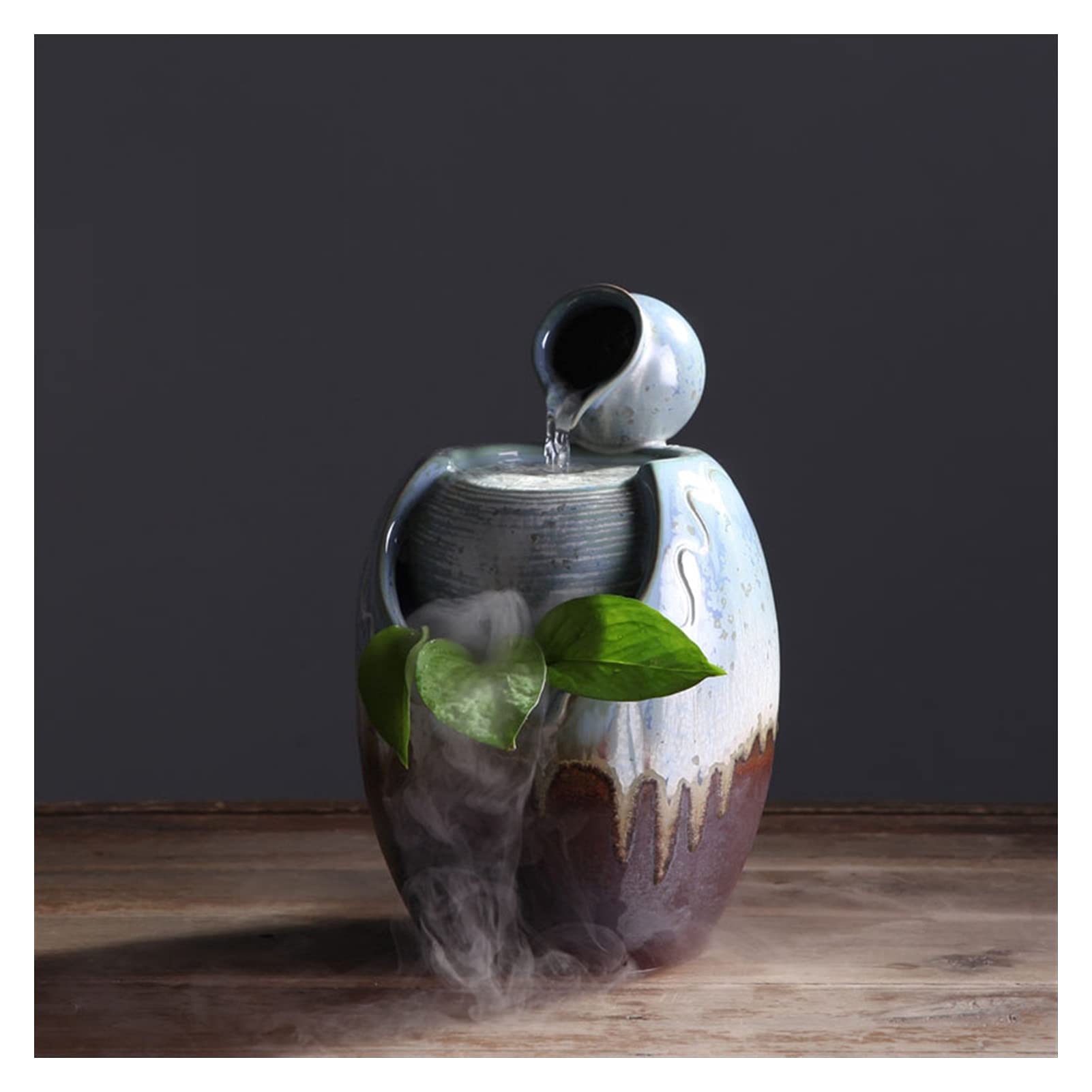 Zongshengshop Ceramic Jar Desktop Fountain - Indoor Tabletop Water Fountain for Home, Office, Meditation & Relaxation, Perfect Housewarming Gift (Color: D)