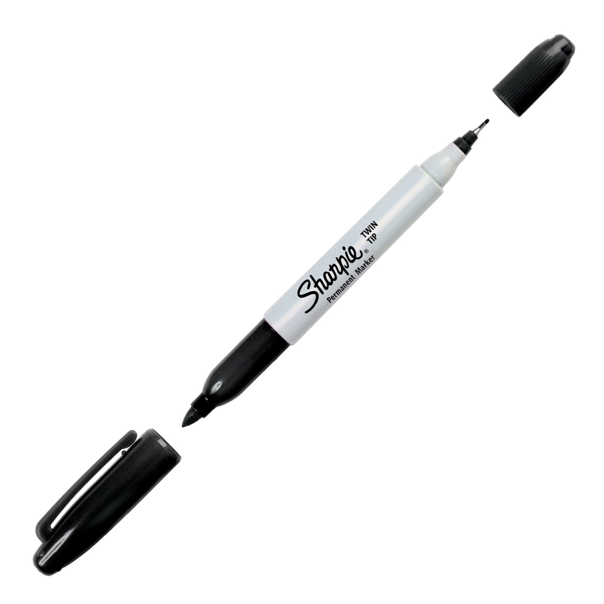 Sharpie Twin-Tip Permanent Markers - Fine & Ultra Fine Point Black Ink (12 Pack) - Ideal for Office, School, Art Projects & Labeling